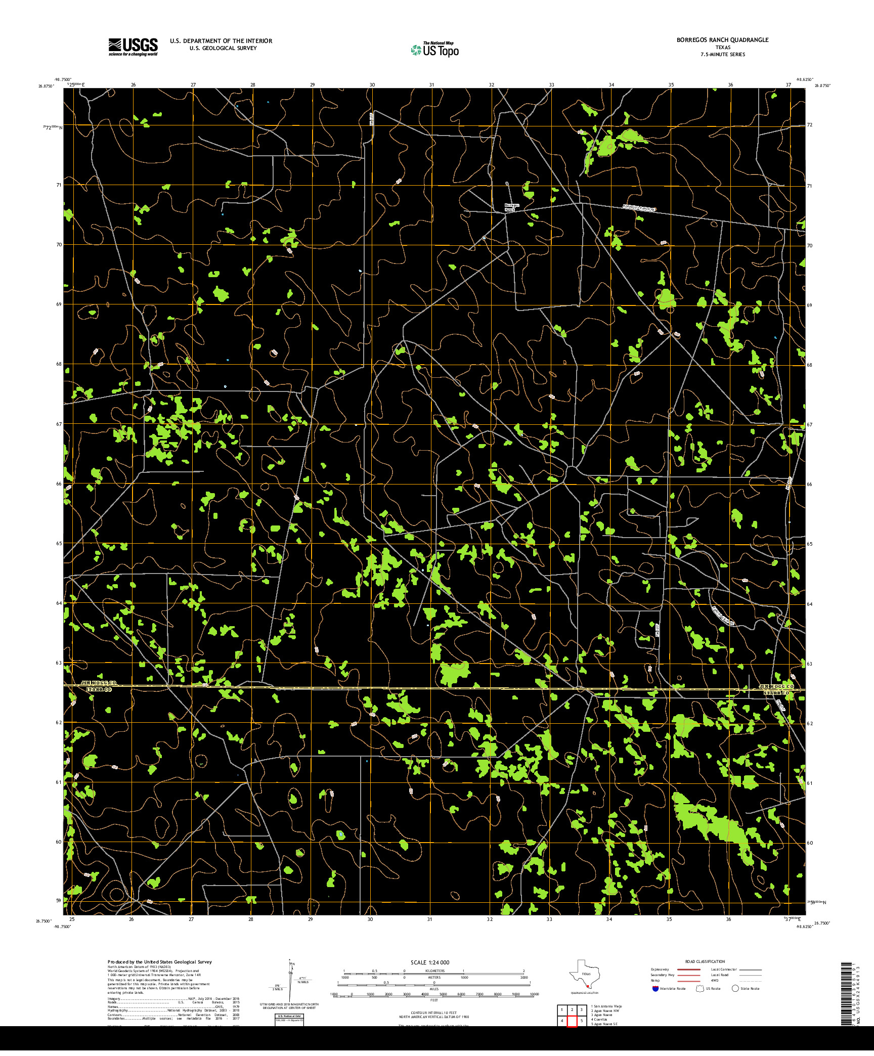 USGS US TOPO 7.5-MINUTE MAP FOR BORREGOS RANCH, TX 2019