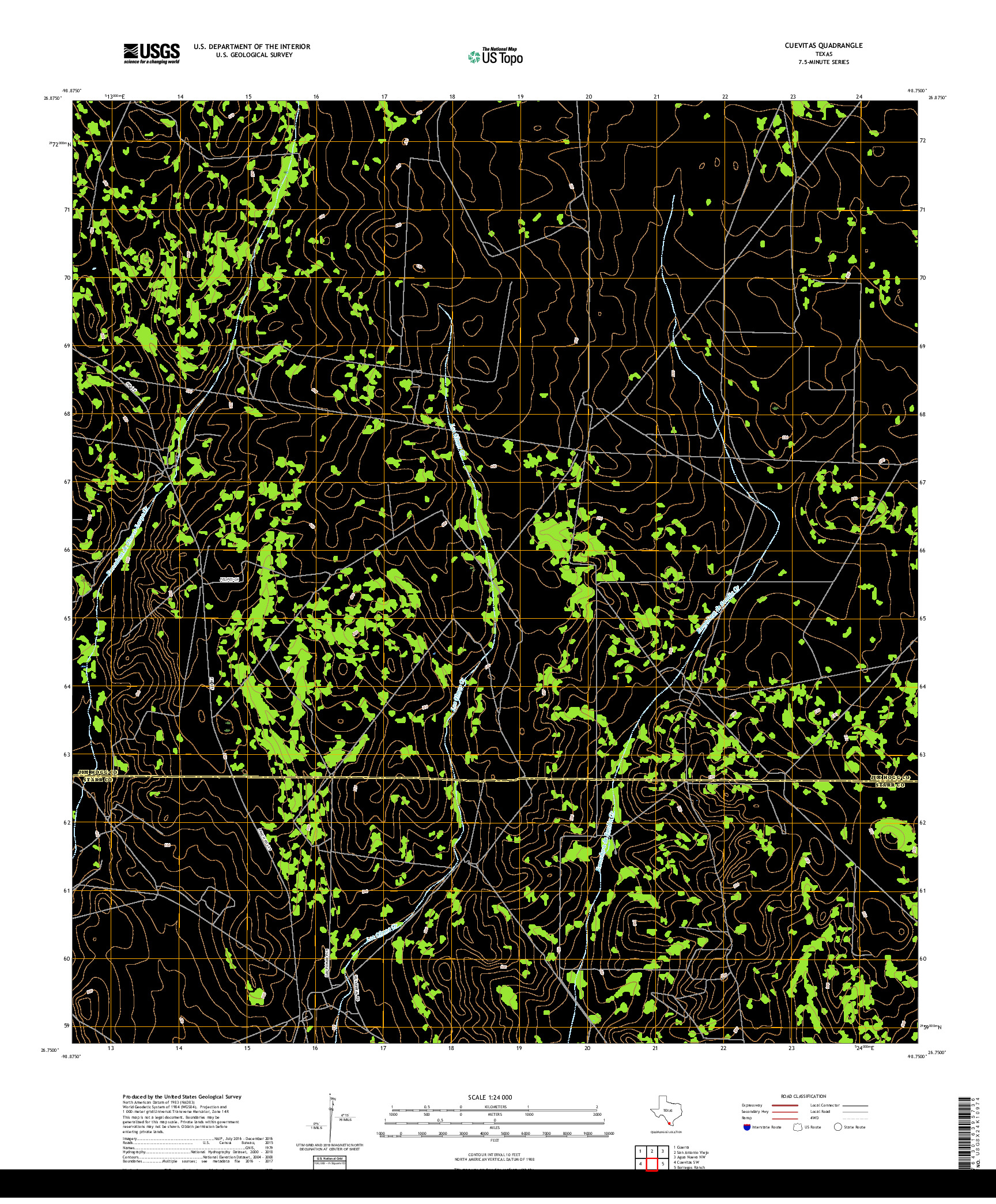 USGS US TOPO 7.5-MINUTE MAP FOR CUEVITAS, TX 2019