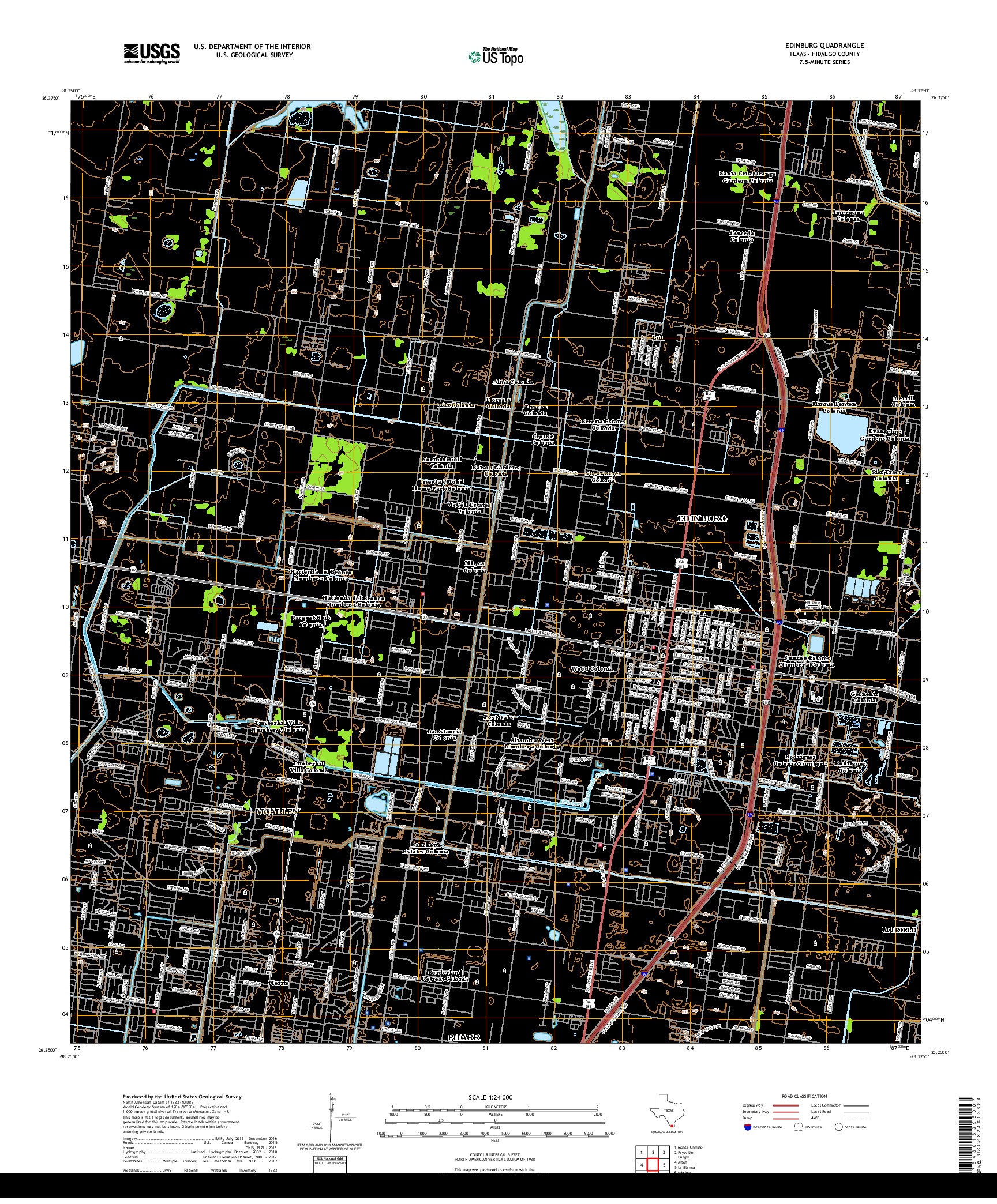 USGS US TOPO 7.5-MINUTE MAP FOR EDINBURG, TX 2019