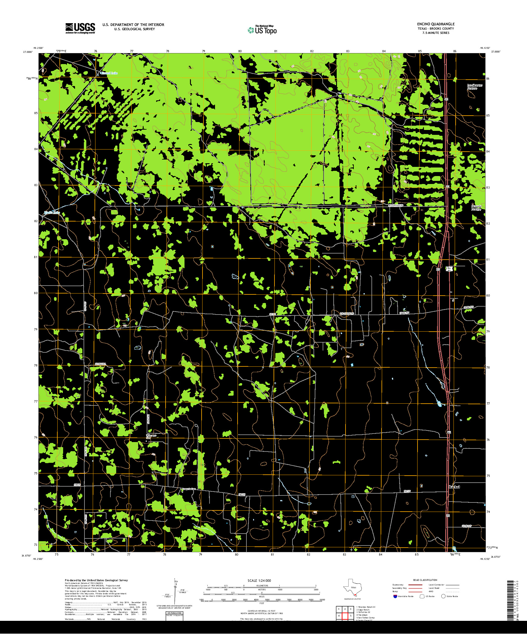 USGS US TOPO 7.5-MINUTE MAP FOR ENCINO, TX 2019