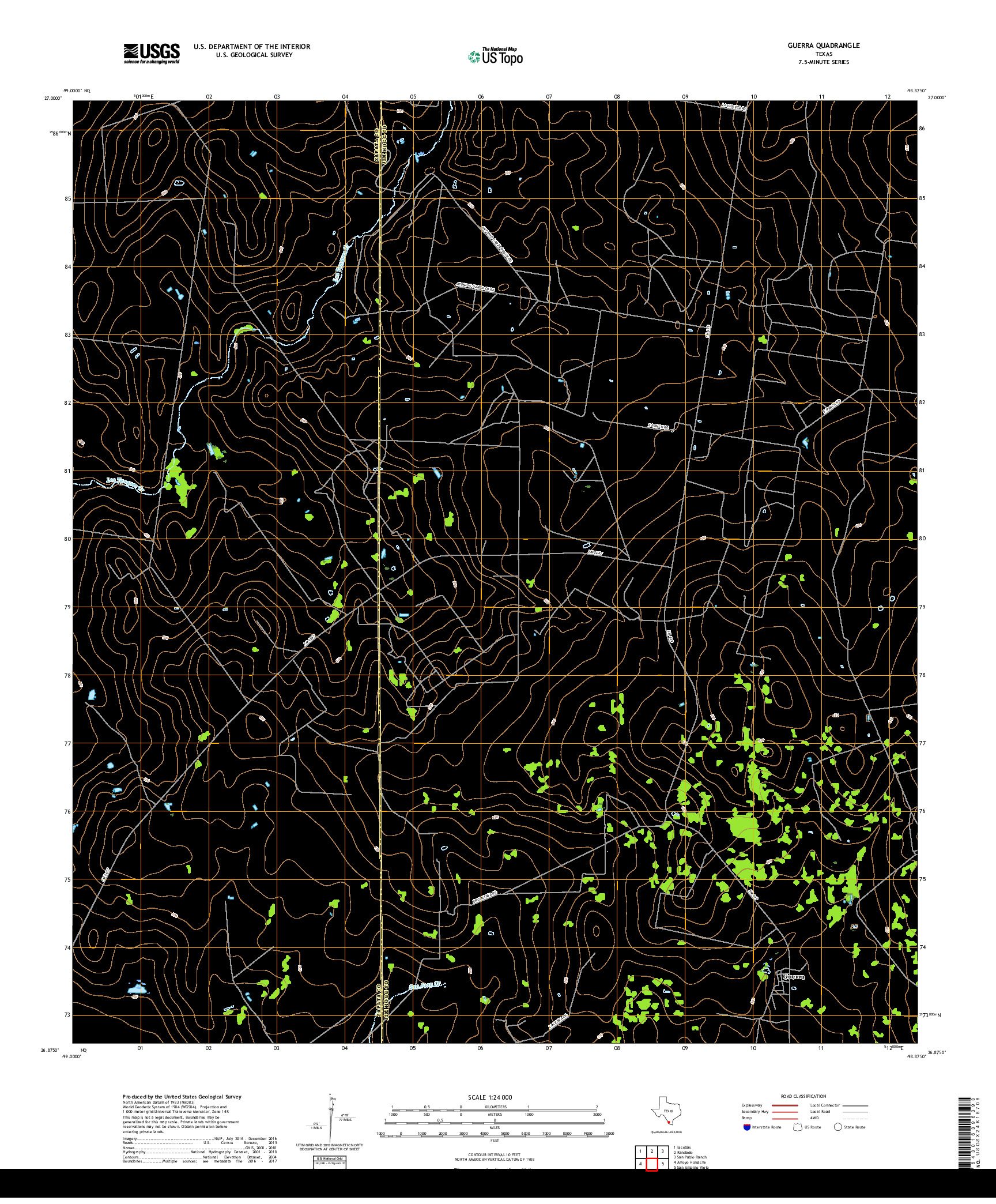 USGS US TOPO 7.5-MINUTE MAP FOR GUERRA, TX 2019