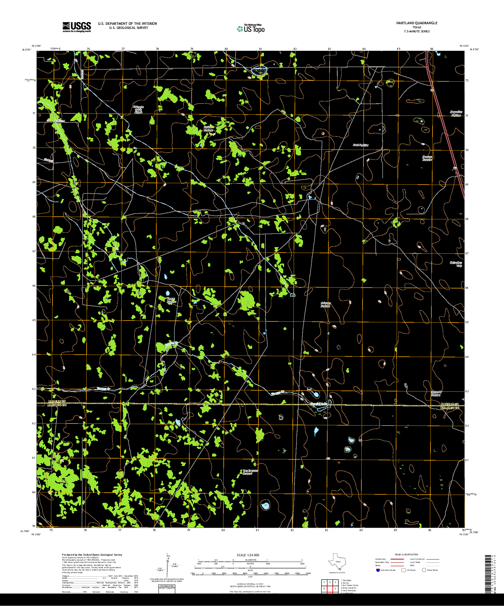 USGS US TOPO 7.5-MINUTE MAP FOR HARTLAND, TX 2019