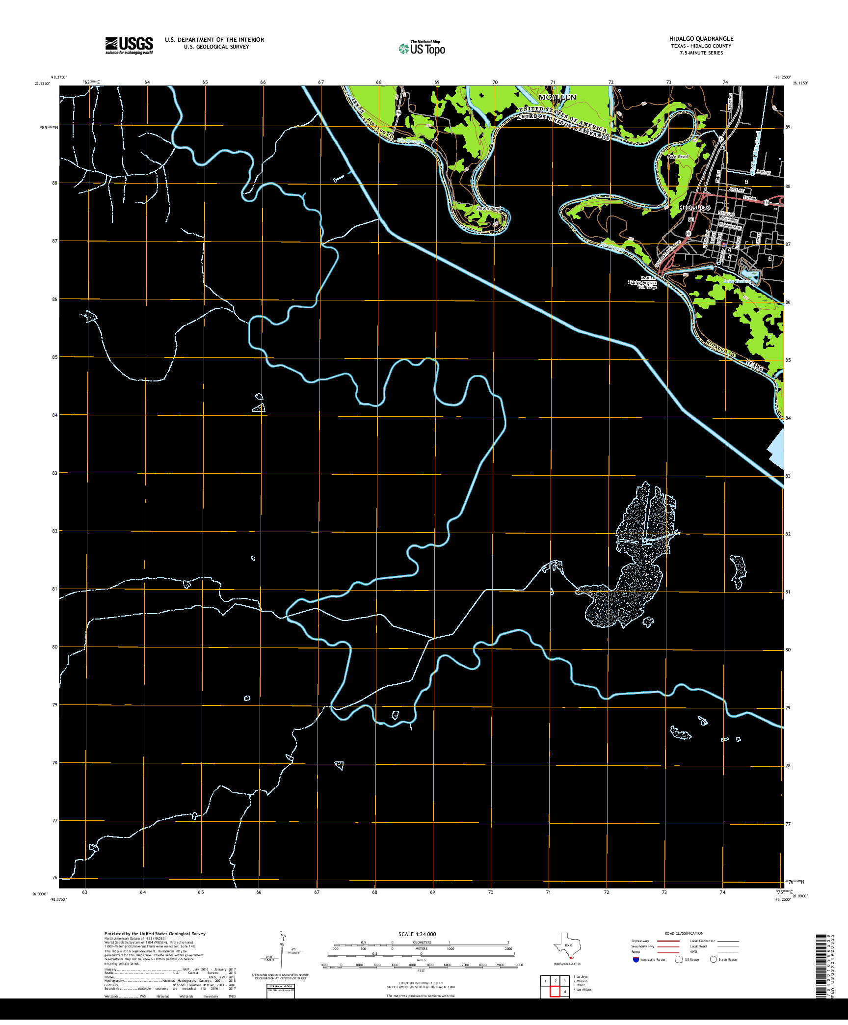 USGS US TOPO 7.5-MINUTE MAP FOR HIDALGO, TX,TAM 2019