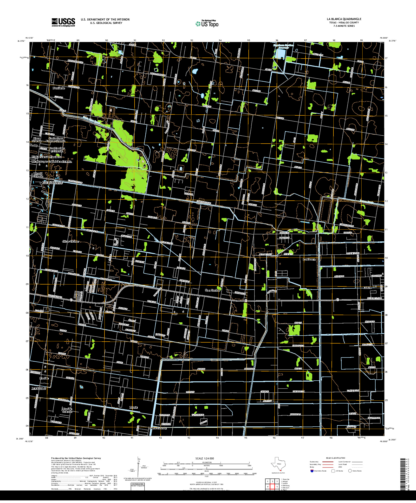 USGS US TOPO 7.5-MINUTE MAP FOR LA BLANCA, TX 2019