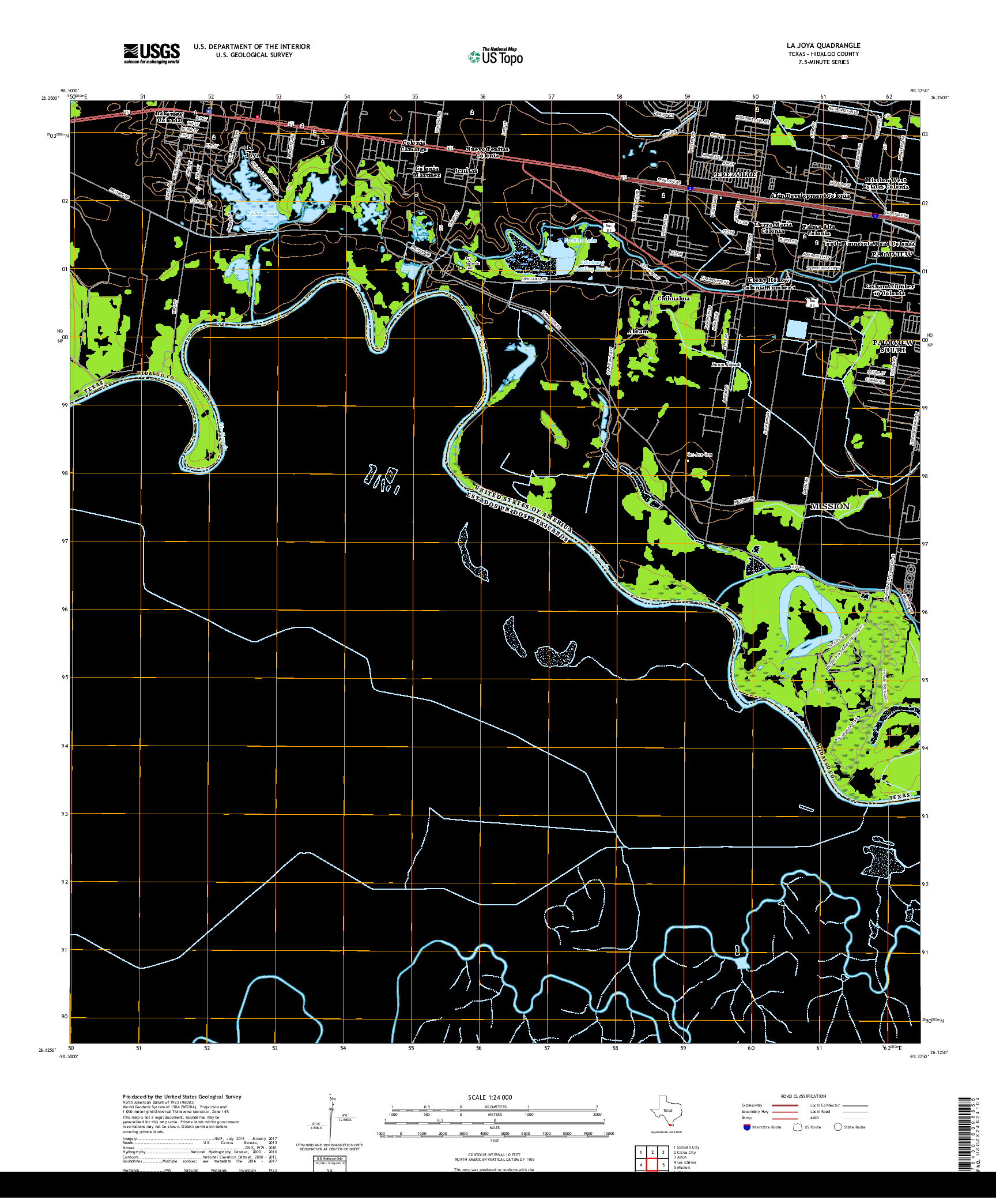 USGS US TOPO 7.5-MINUTE MAP FOR LA JOYA, TX,TAM 2019