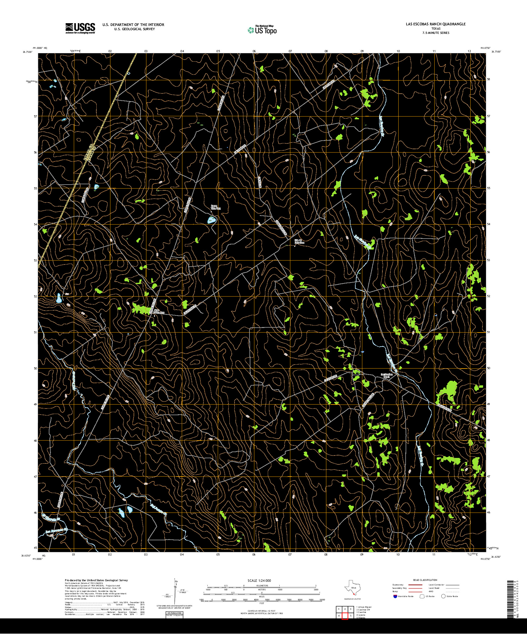 USGS US TOPO 7.5-MINUTE MAP FOR LAS ESCOBAS RANCH, TX 2019