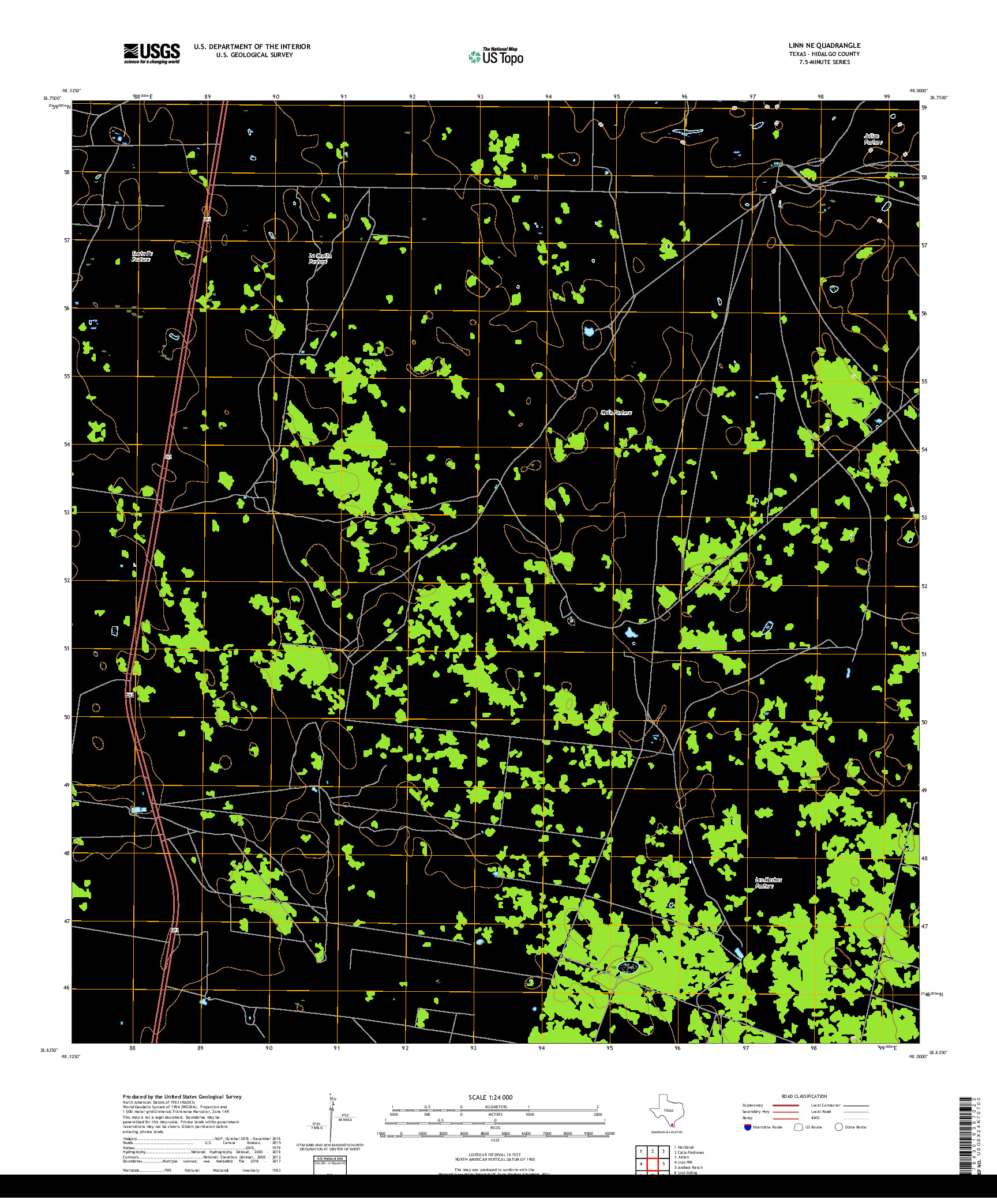 USGS US TOPO 7.5-MINUTE MAP FOR LINN NE, TX 2019