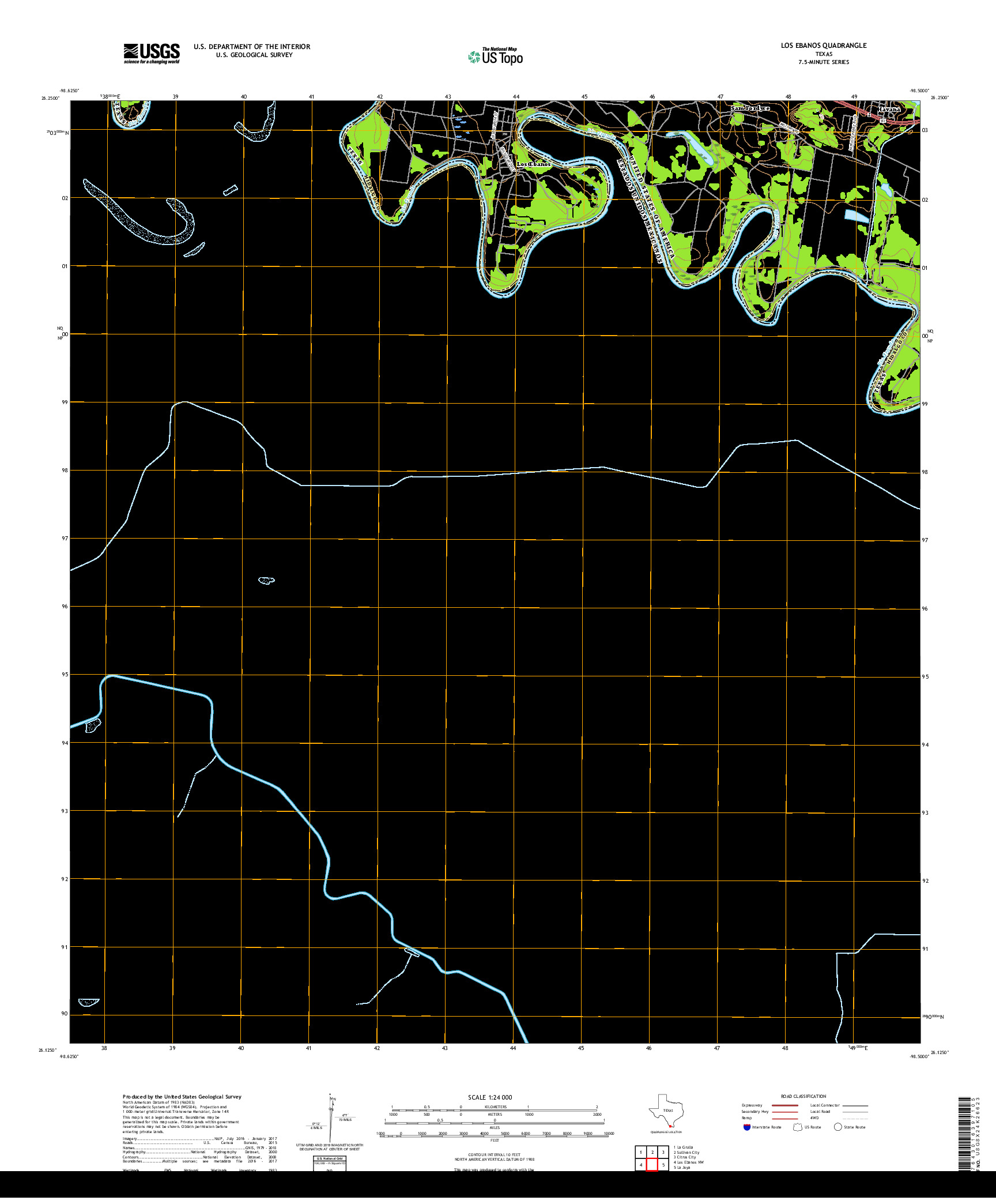 USGS US TOPO 7.5-MINUTE MAP FOR LOS EBANOS, TX,TAM 2019