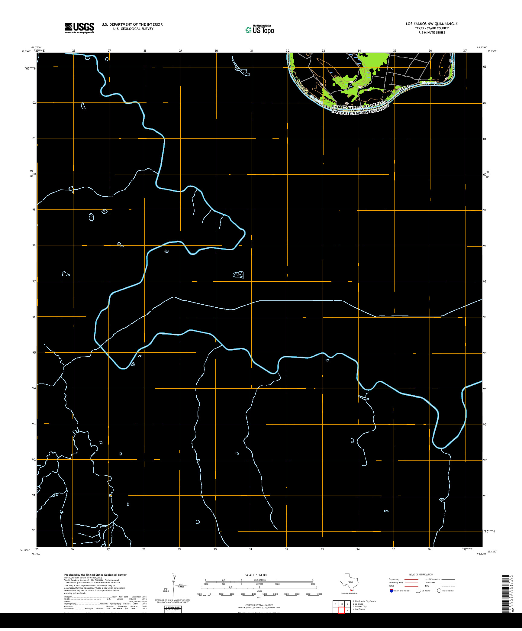 USGS US TOPO 7.5-MINUTE MAP FOR LOS EBANOS NW, TX,TAM 2019