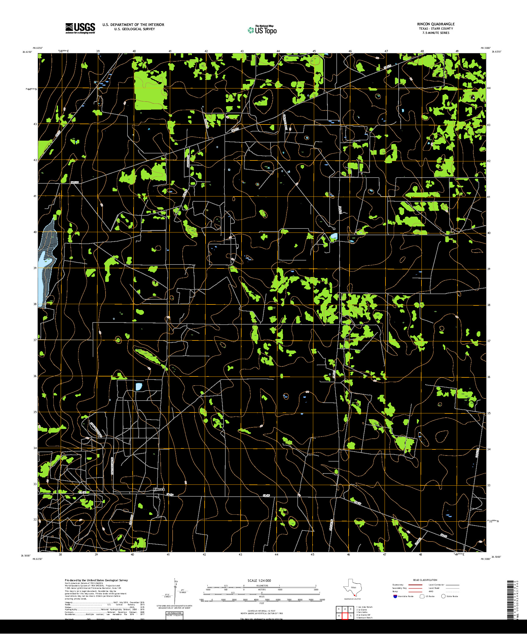 USGS US TOPO 7.5-MINUTE MAP FOR RINCON, TX 2019