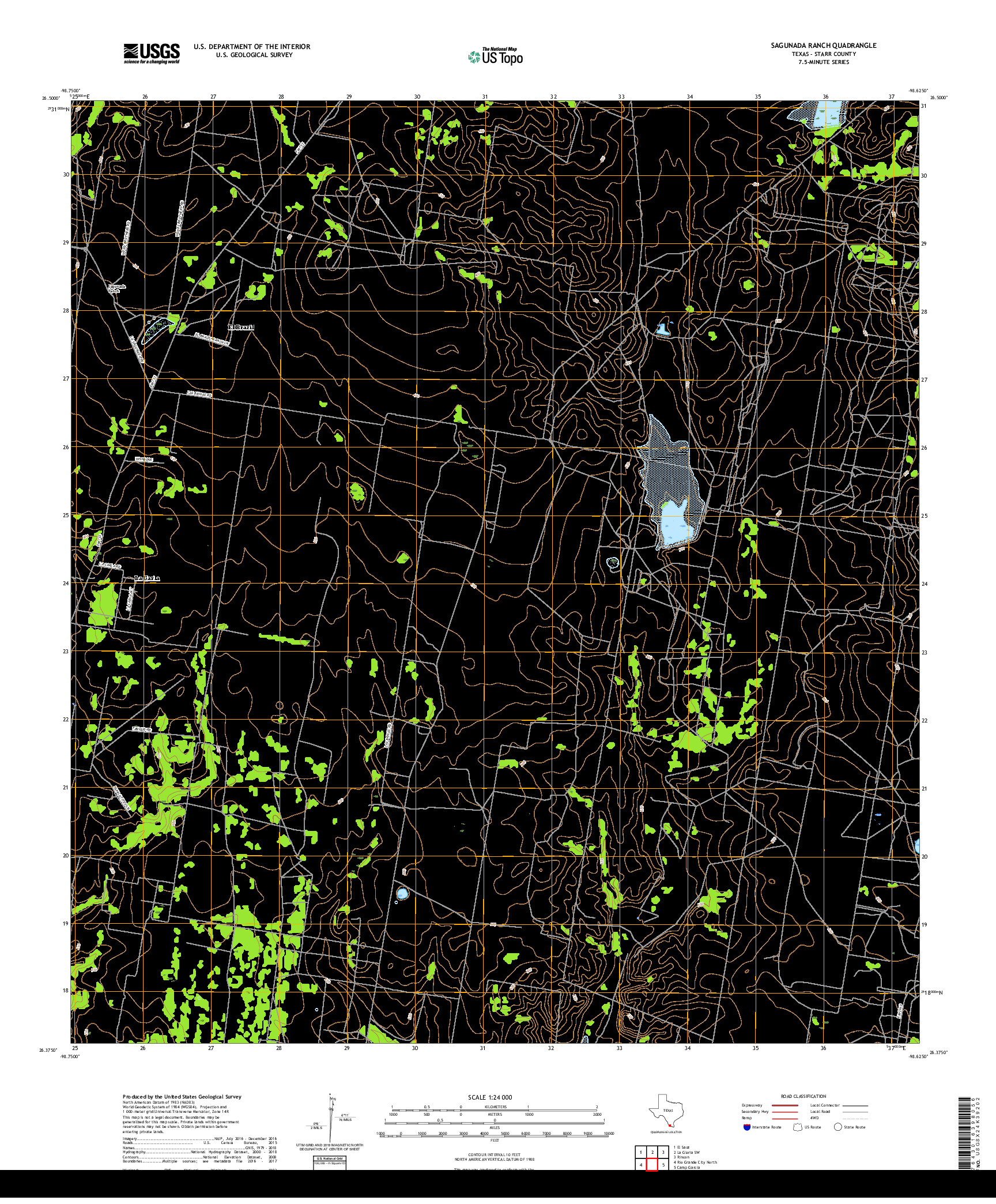 USGS US TOPO 7.5-MINUTE MAP FOR SAGUNADA RANCH, TX 2019