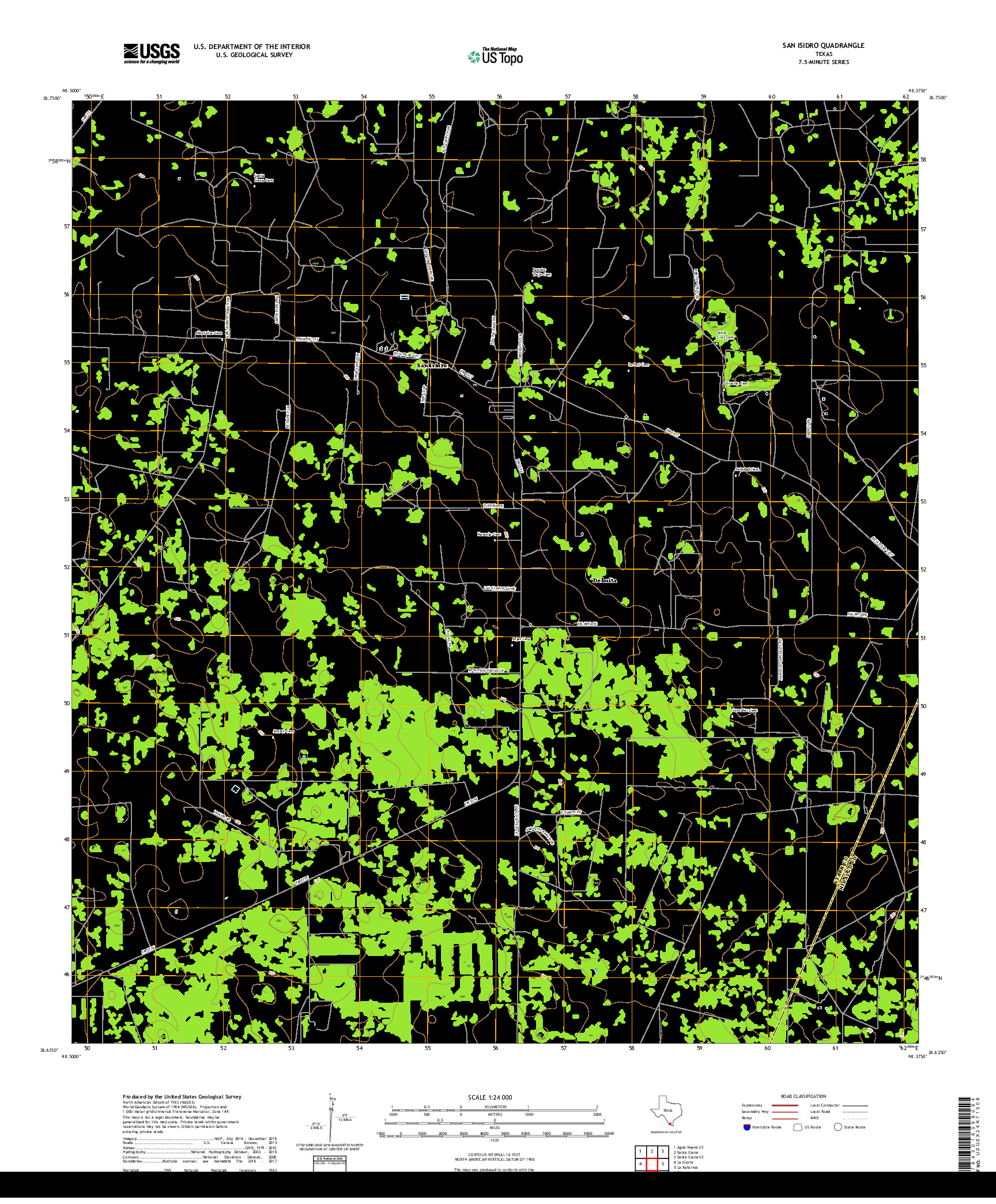 USGS US TOPO 7.5-MINUTE MAP FOR SAN ISIDRO, TX 2019