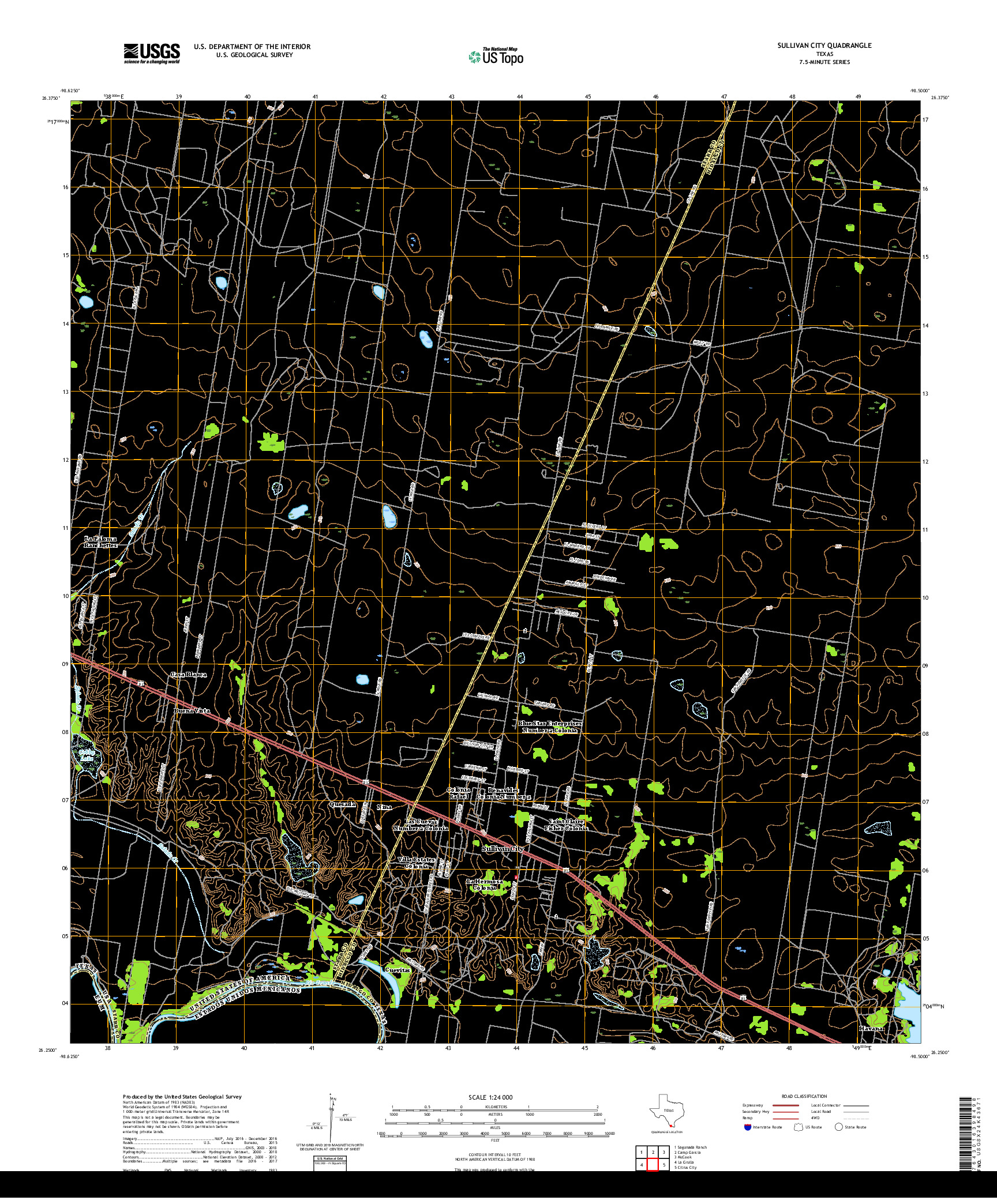 USGS US TOPO 7.5-MINUTE MAP FOR SULLIVAN CITY, TX,TAM 2019