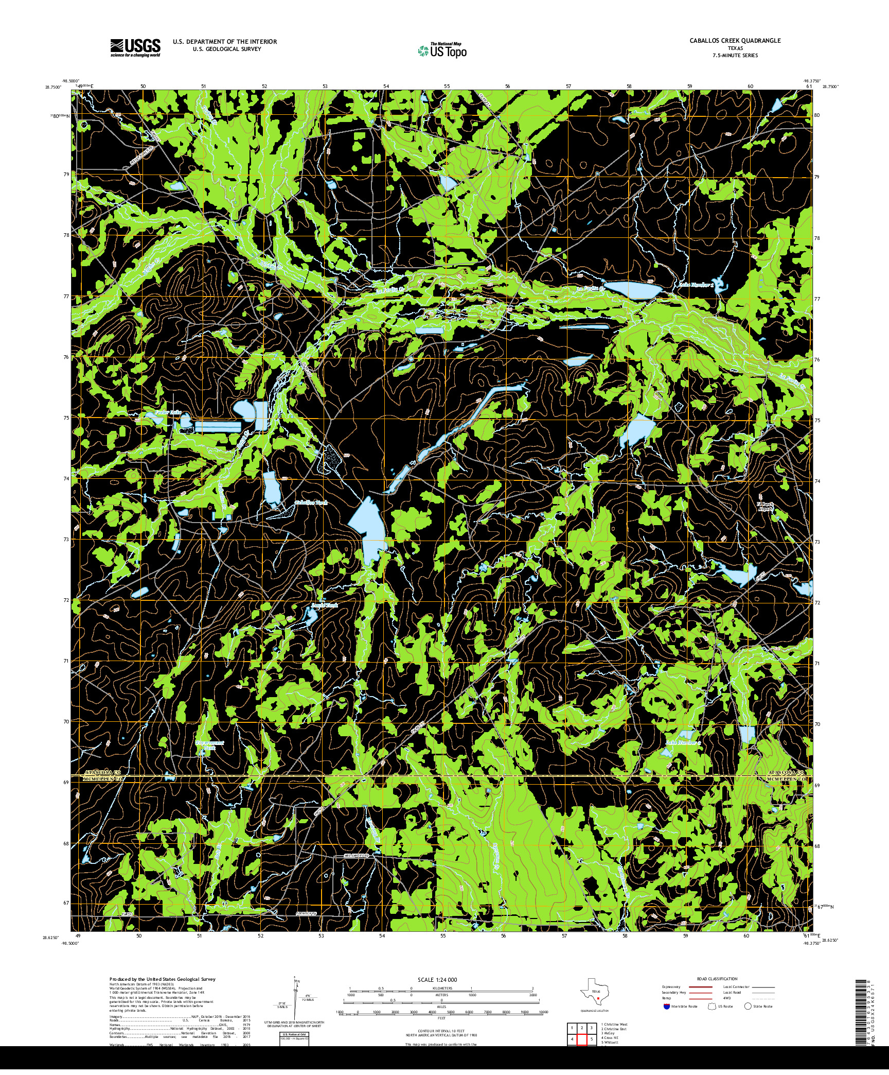 USGS US TOPO 7.5-MINUTE MAP FOR CABALLOS CREEK, TX 2019