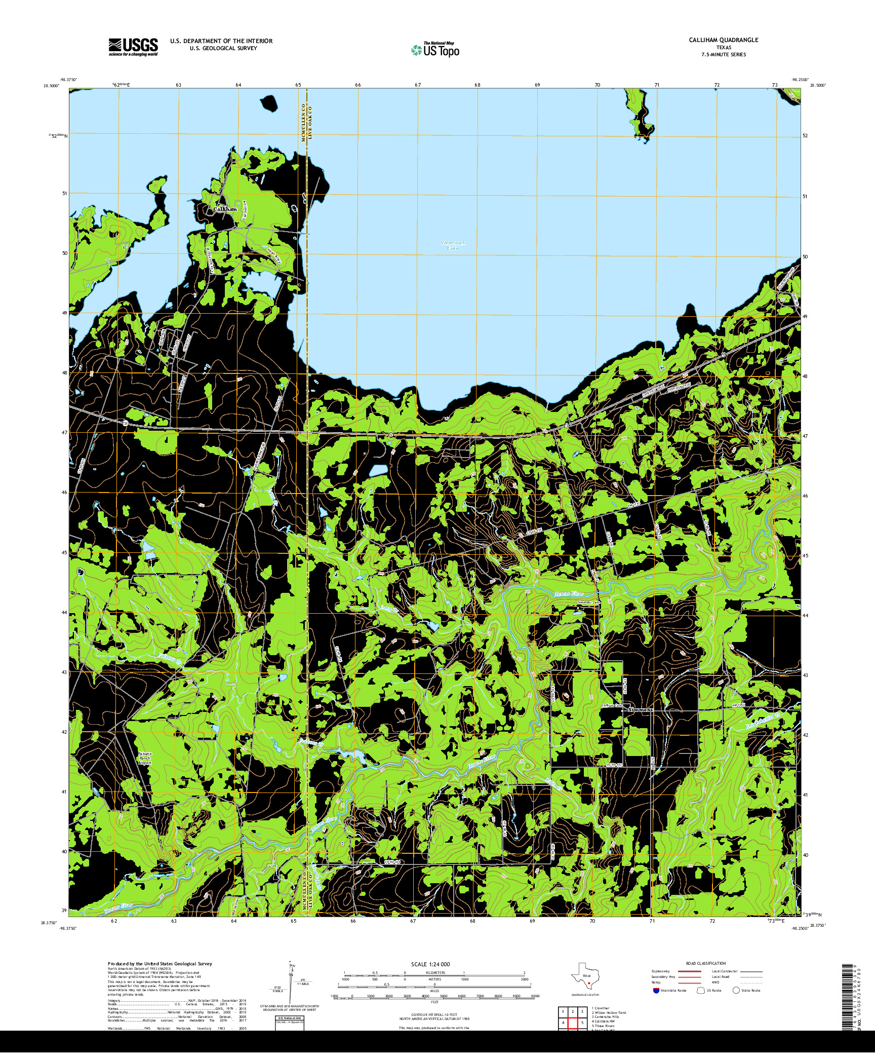 USGS US TOPO 7.5-MINUTE MAP FOR CALLIHAM, TX 2019