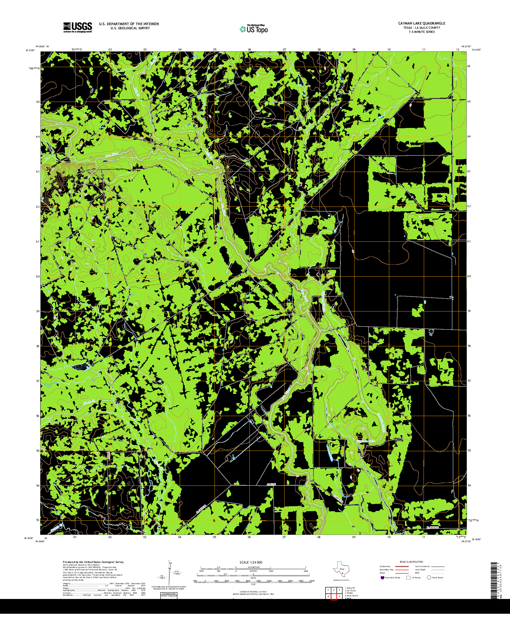 USGS US TOPO 7.5-MINUTE MAP FOR CAYMAN LAKE, TX 2019