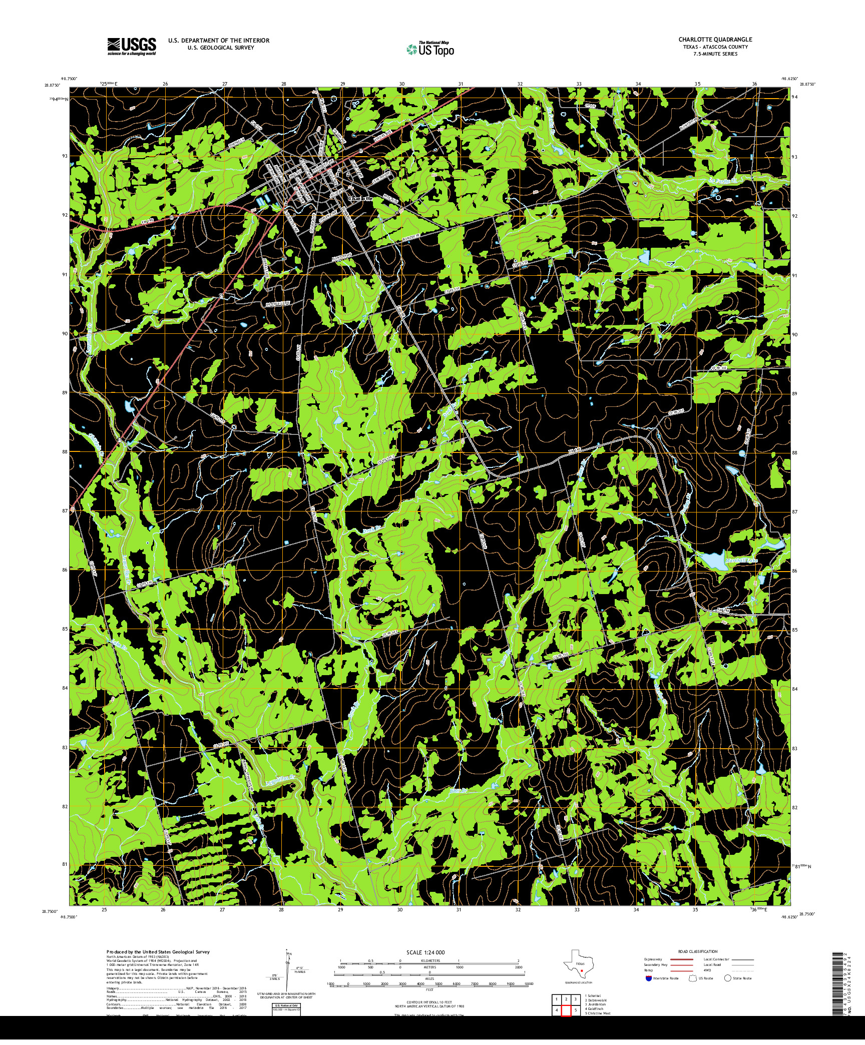 USGS US TOPO 7.5-MINUTE MAP FOR CHARLOTTE, TX 2019