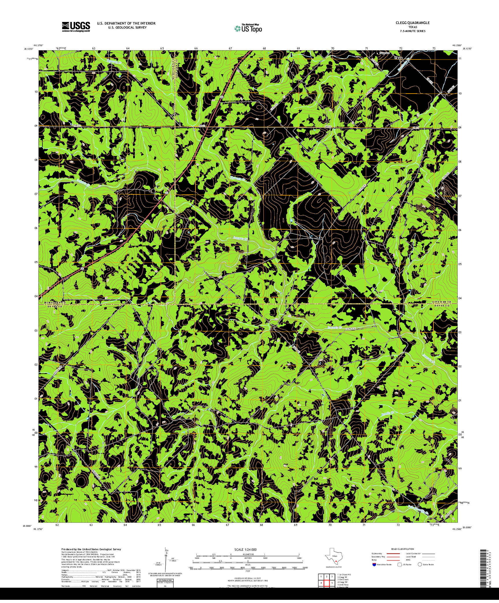 USGS US TOPO 7.5-MINUTE MAP FOR CLEGG, TX 2019