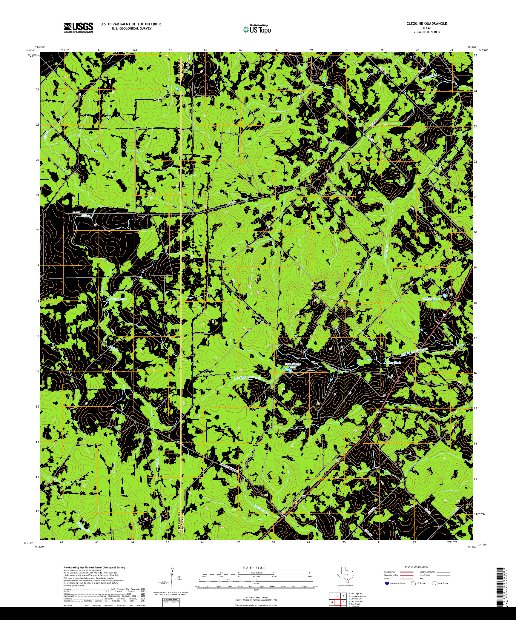 USGS US TOPO 7.5-MINUTE MAP FOR CLEGG NE, TX 2019