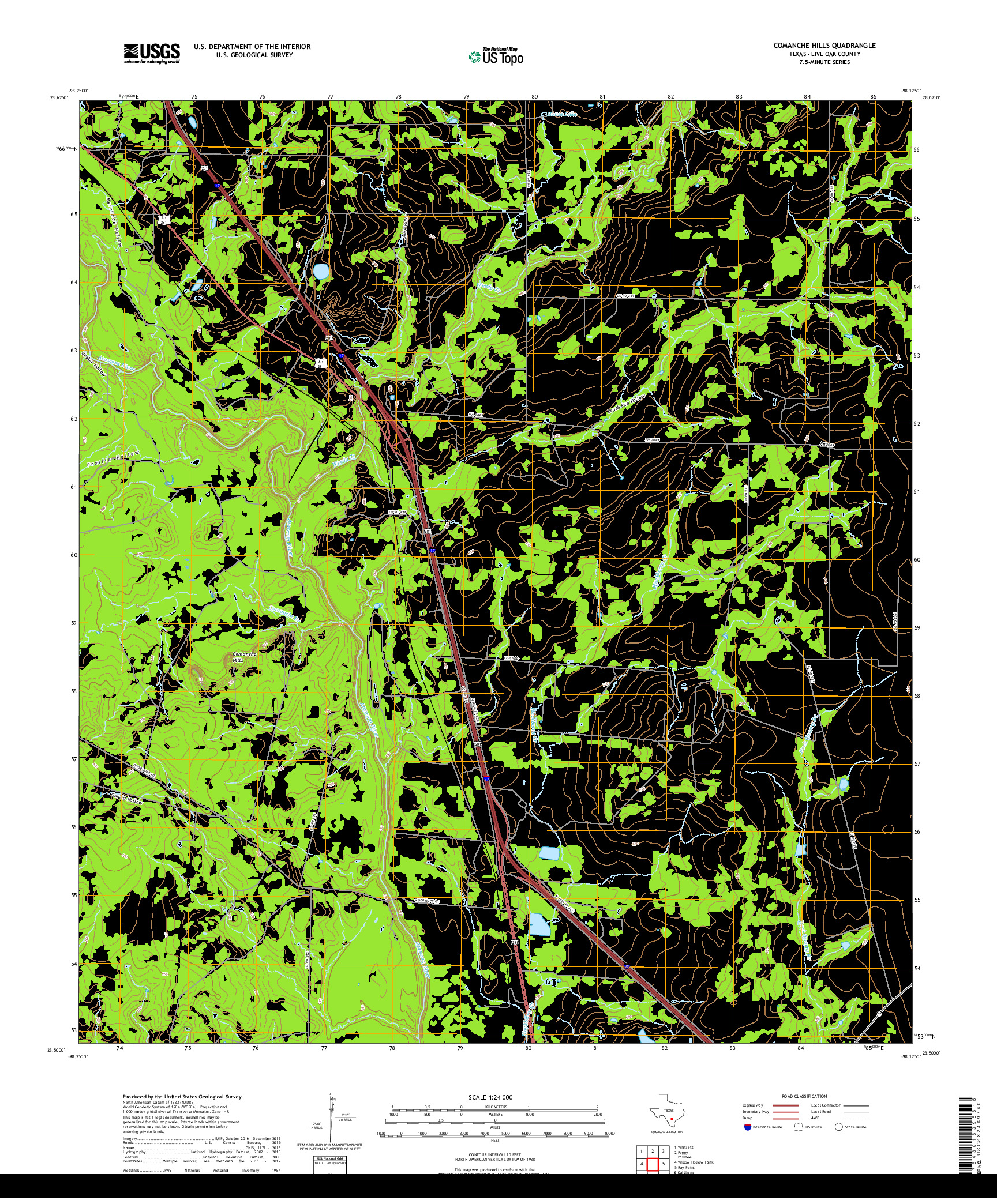 USGS US TOPO 7.5-MINUTE MAP FOR COMANCHE HILLS, TX 2019