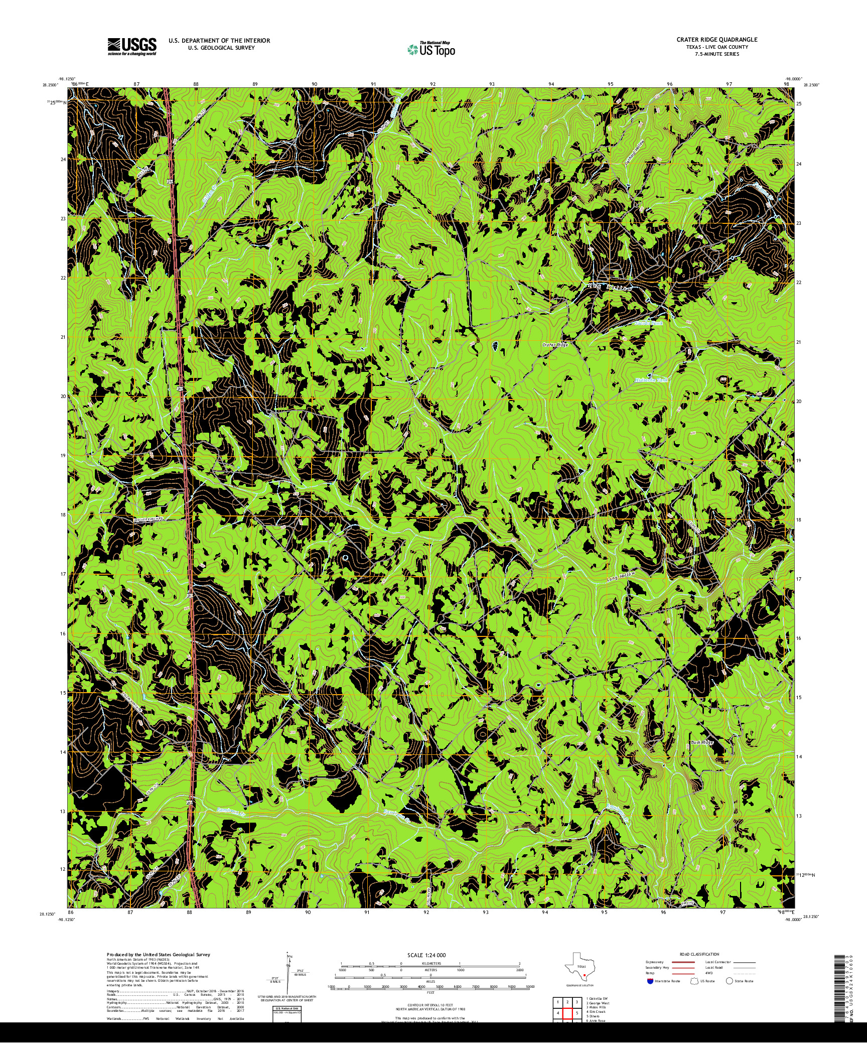 USGS US TOPO 7.5-MINUTE MAP FOR CRATER RIDGE, TX 2019