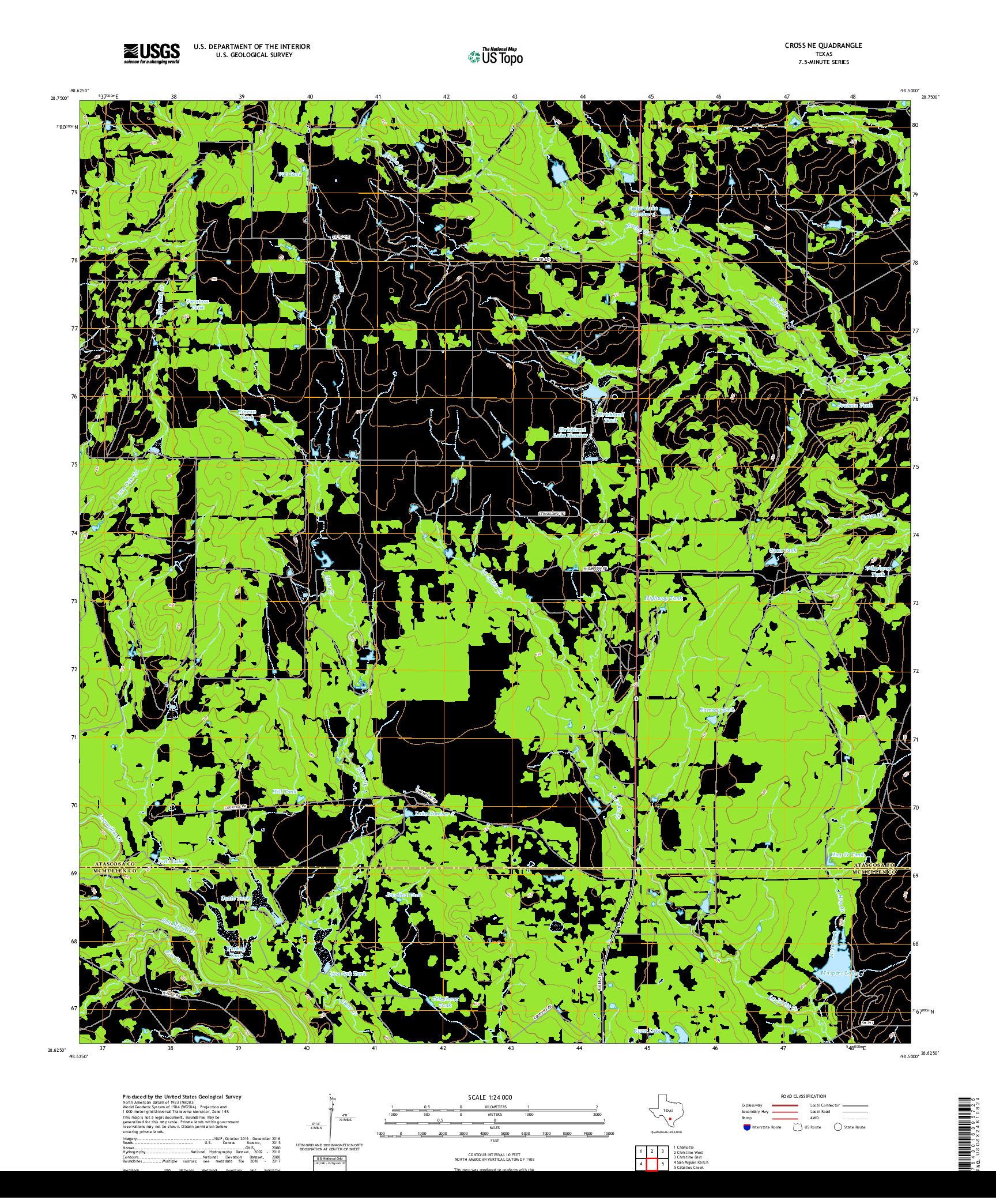 USGS US TOPO 7.5-MINUTE MAP FOR CROSS NE, TX 2019