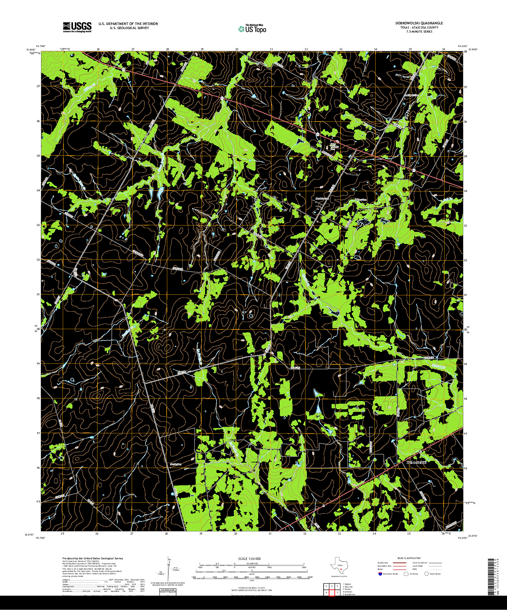 USGS US TOPO 7.5-MINUTE MAP FOR DOBROWOLSKI, TX 2019