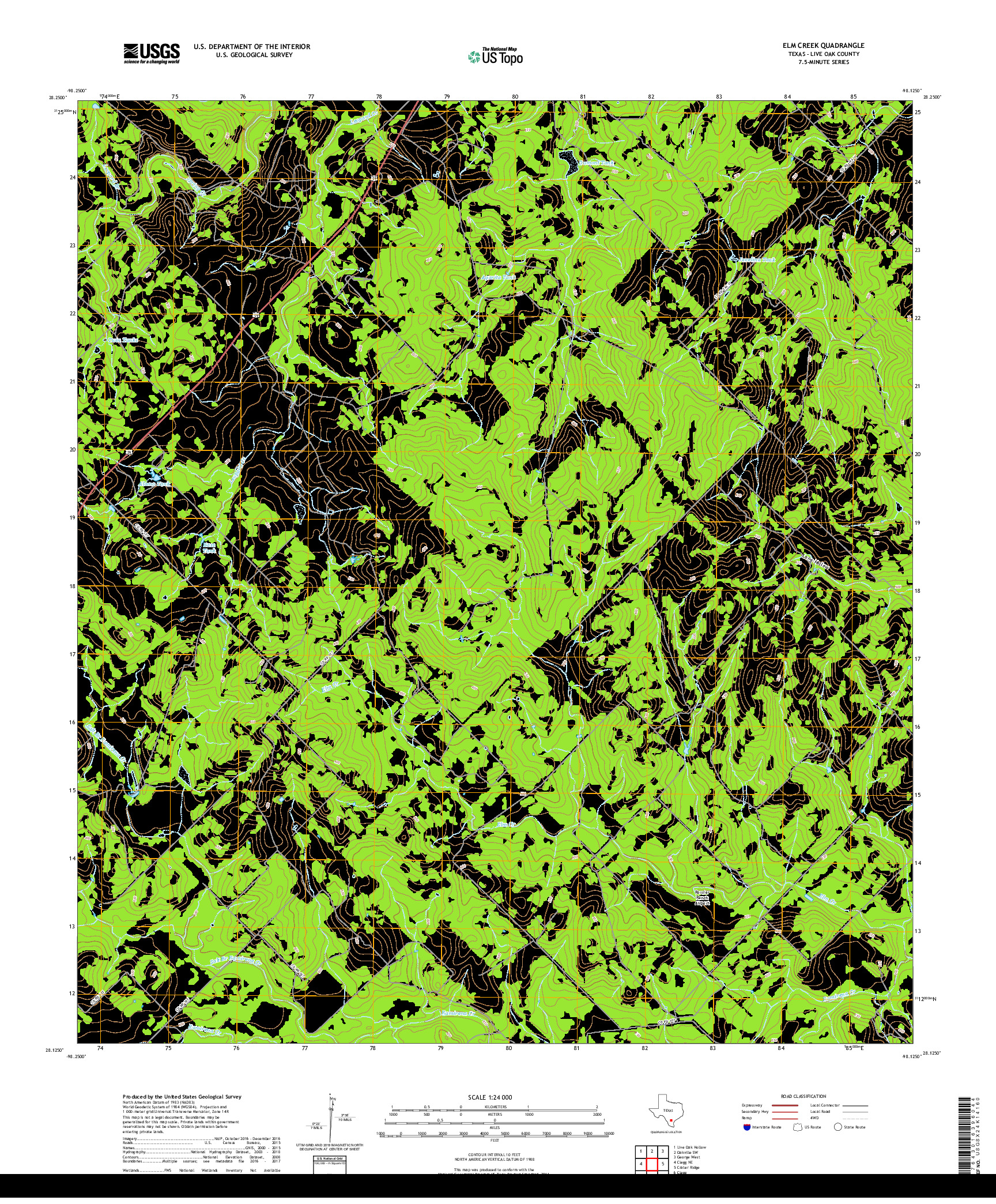 USGS US TOPO 7.5-MINUTE MAP FOR ELM CREEK, TX 2019