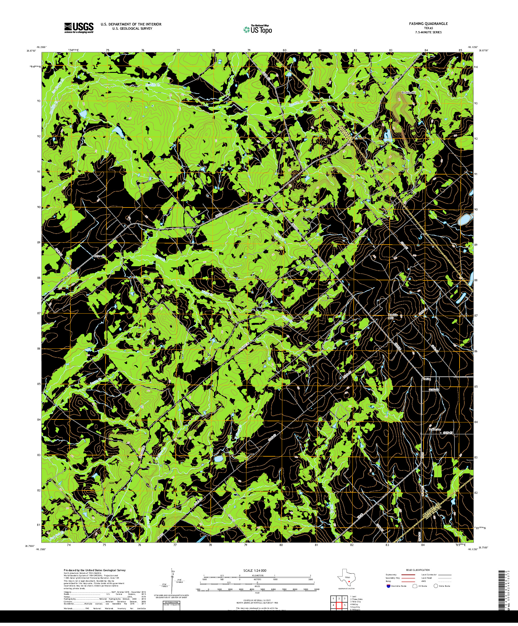 USGS US TOPO 7.5-MINUTE MAP FOR FASHING, TX 2019