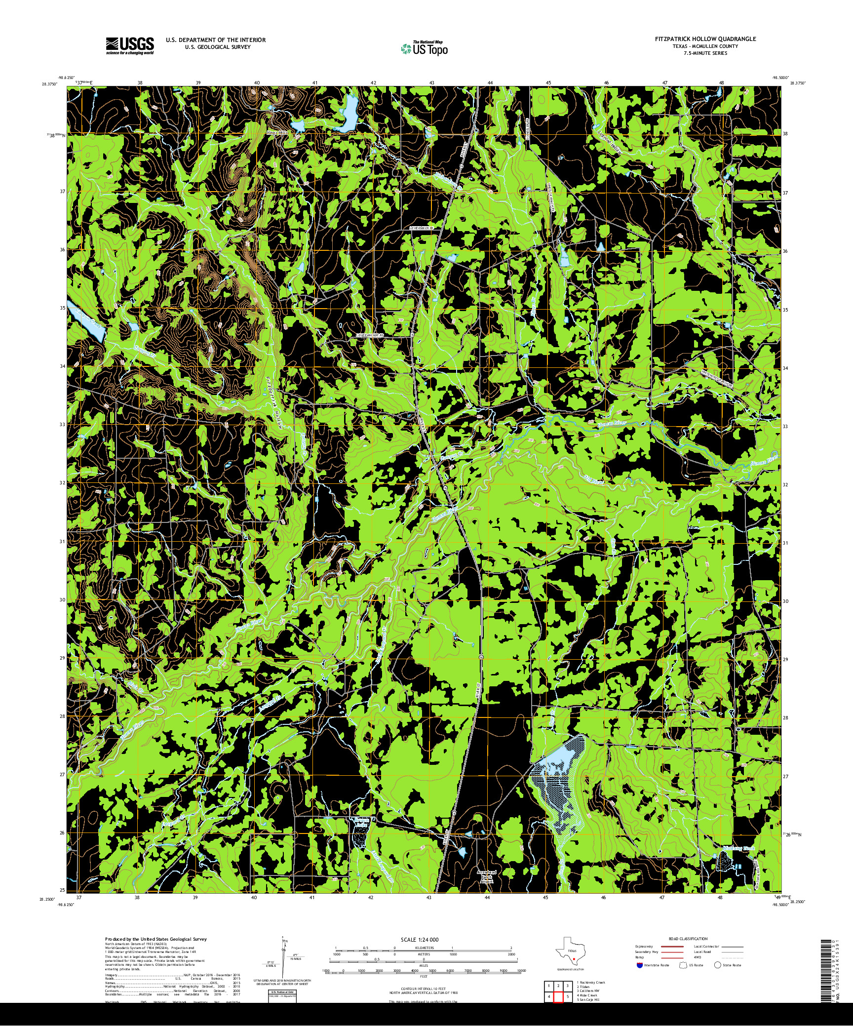 USGS US TOPO 7.5-MINUTE MAP FOR FITZPATRICK HOLLOW, TX 2019