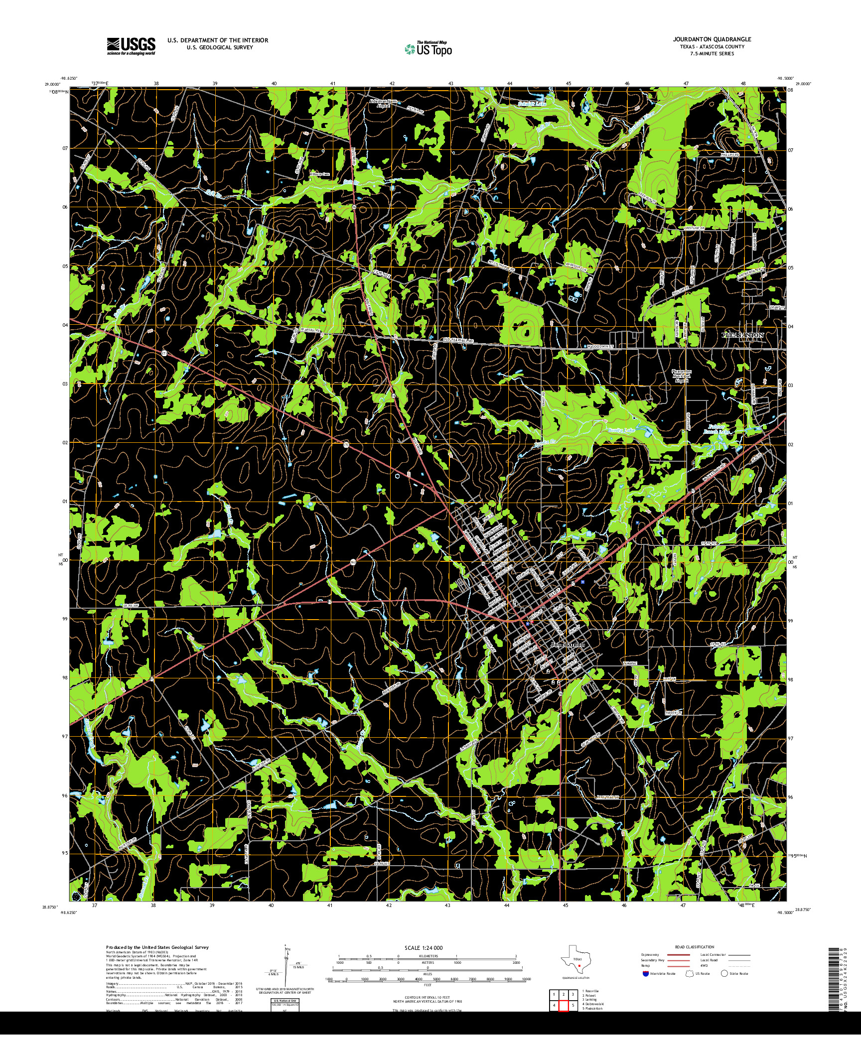 USGS US TOPO 7.5-MINUTE MAP FOR JOURDANTON, TX 2019