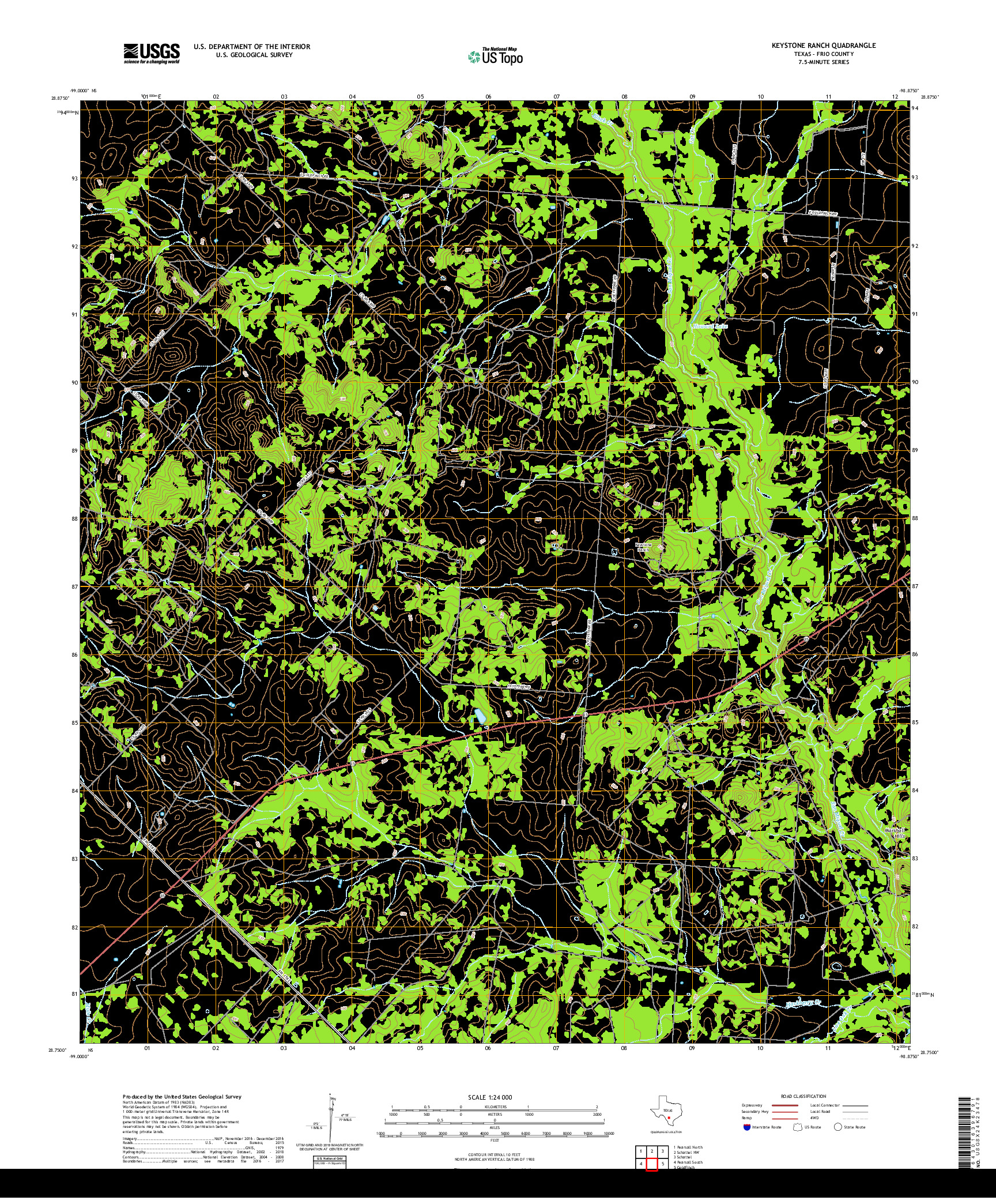 USGS US TOPO 7.5-MINUTE MAP FOR KEYSTONE RANCH, TX 2019