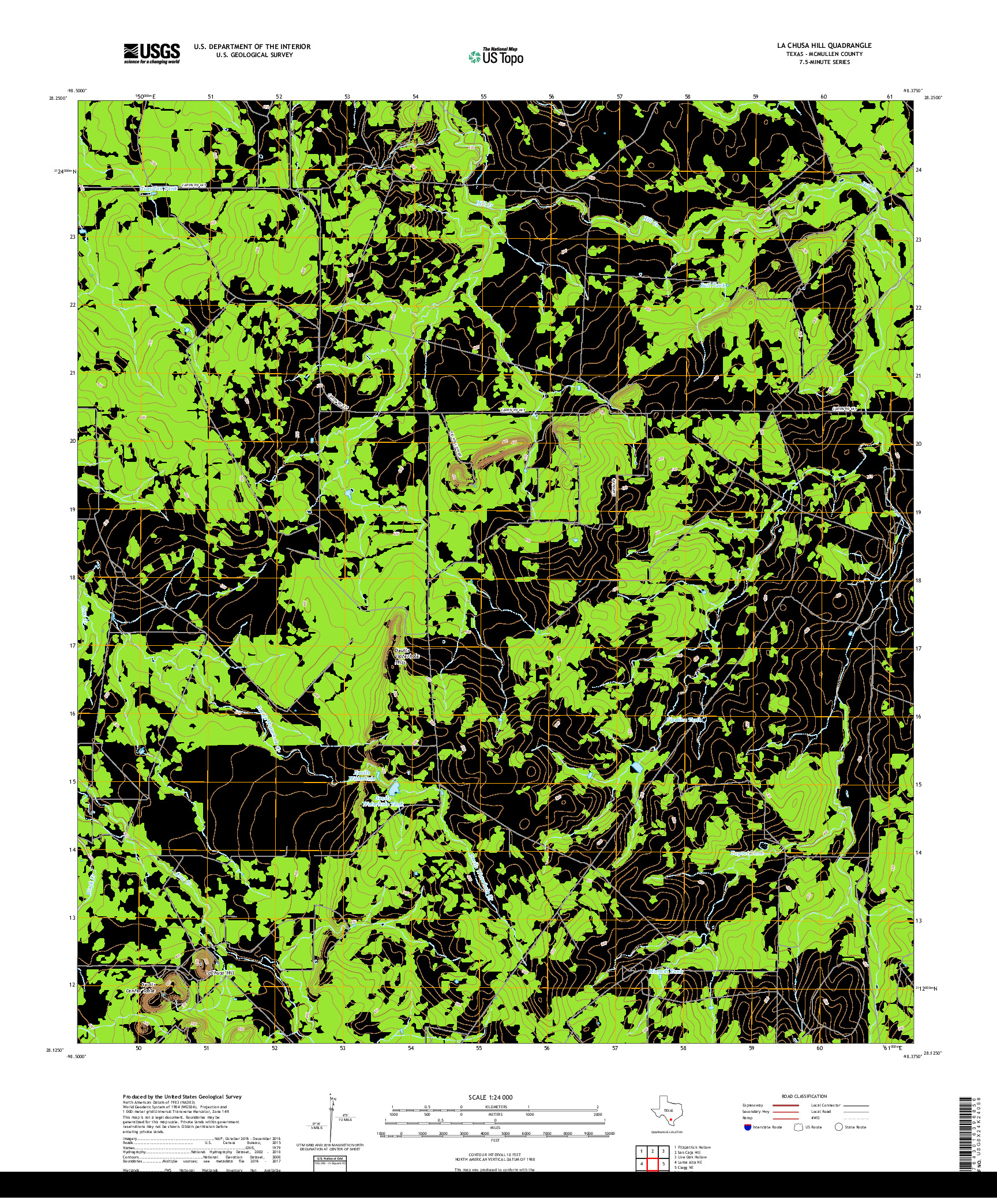 USGS US TOPO 7.5-MINUTE MAP FOR LA CHUSA HILL, TX 2019