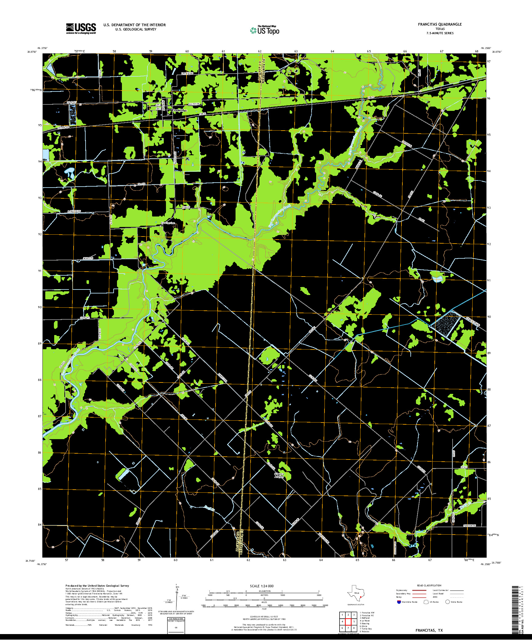USGS US TOPO 7.5-MINUTE MAP FOR FRANCITAS, TX 2019