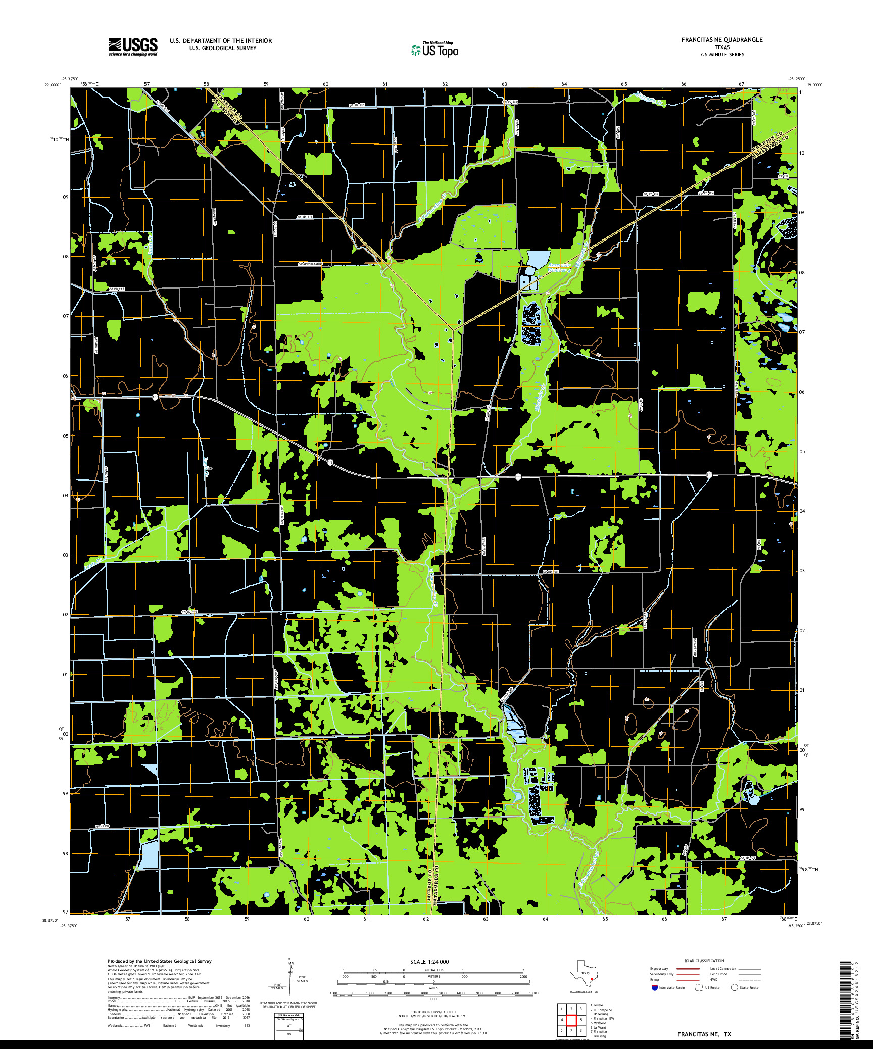 USGS US TOPO 7.5-MINUTE MAP FOR FRANCITAS NE, TX 2019