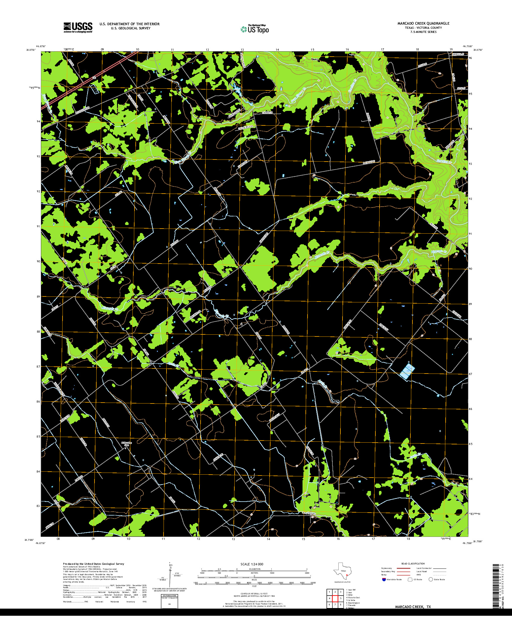 USGS US TOPO 7.5-MINUTE MAP FOR MARCADO CREEK, TX 2019