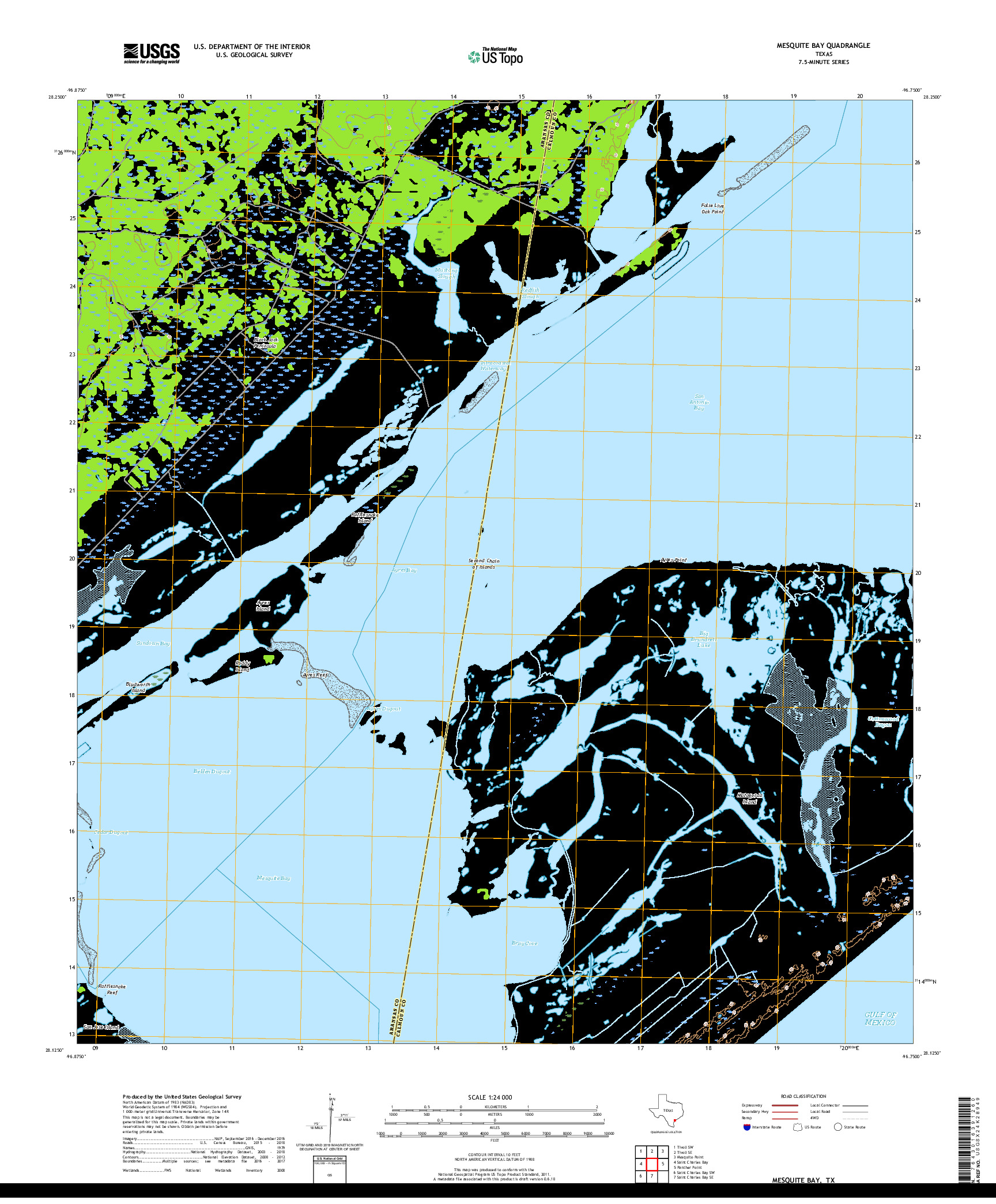 USGS US TOPO 7.5-MINUTE MAP FOR MESQUITE BAY, TX 2019