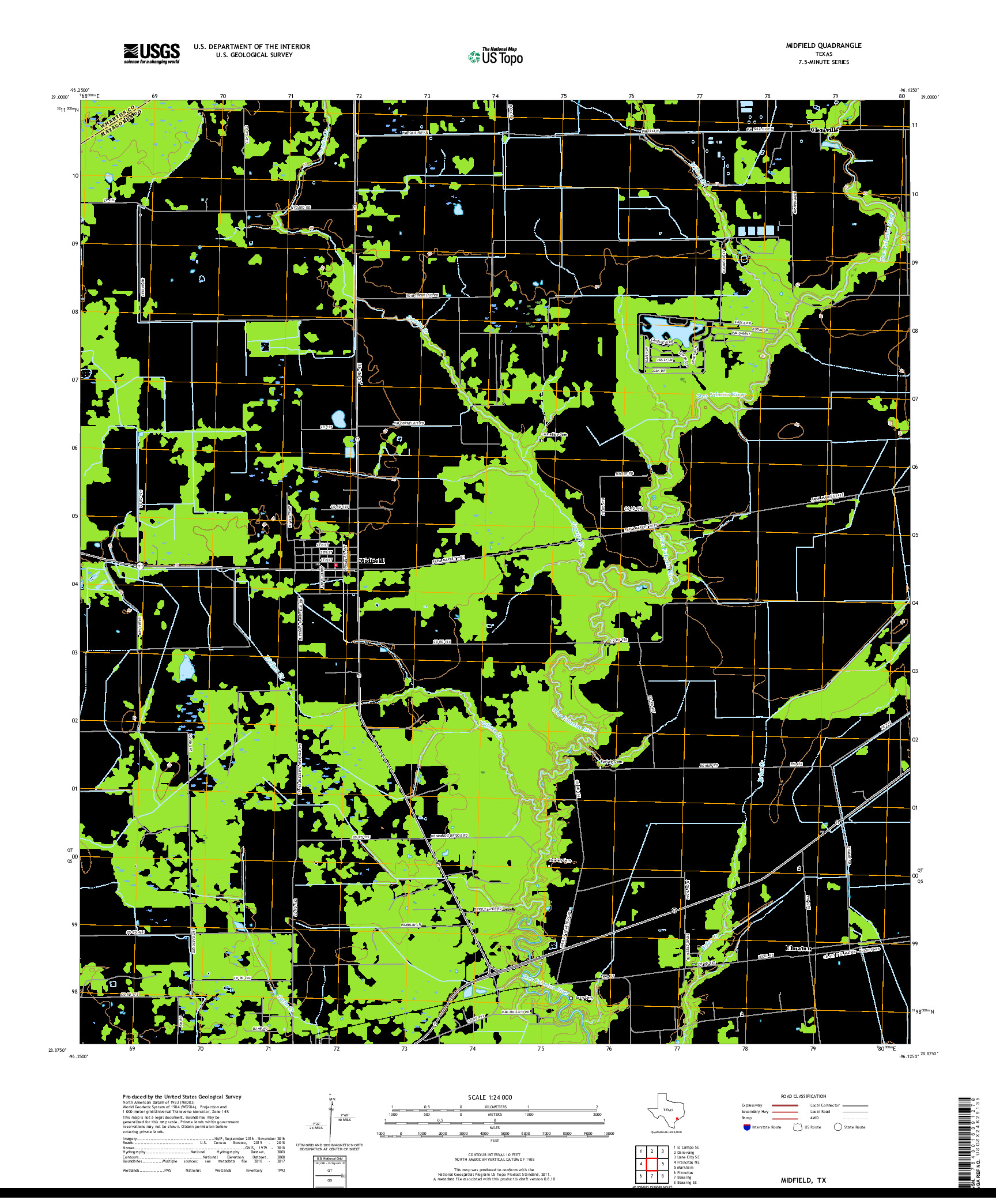 USGS US TOPO 7.5-MINUTE MAP FOR MIDFIELD, TX 2019