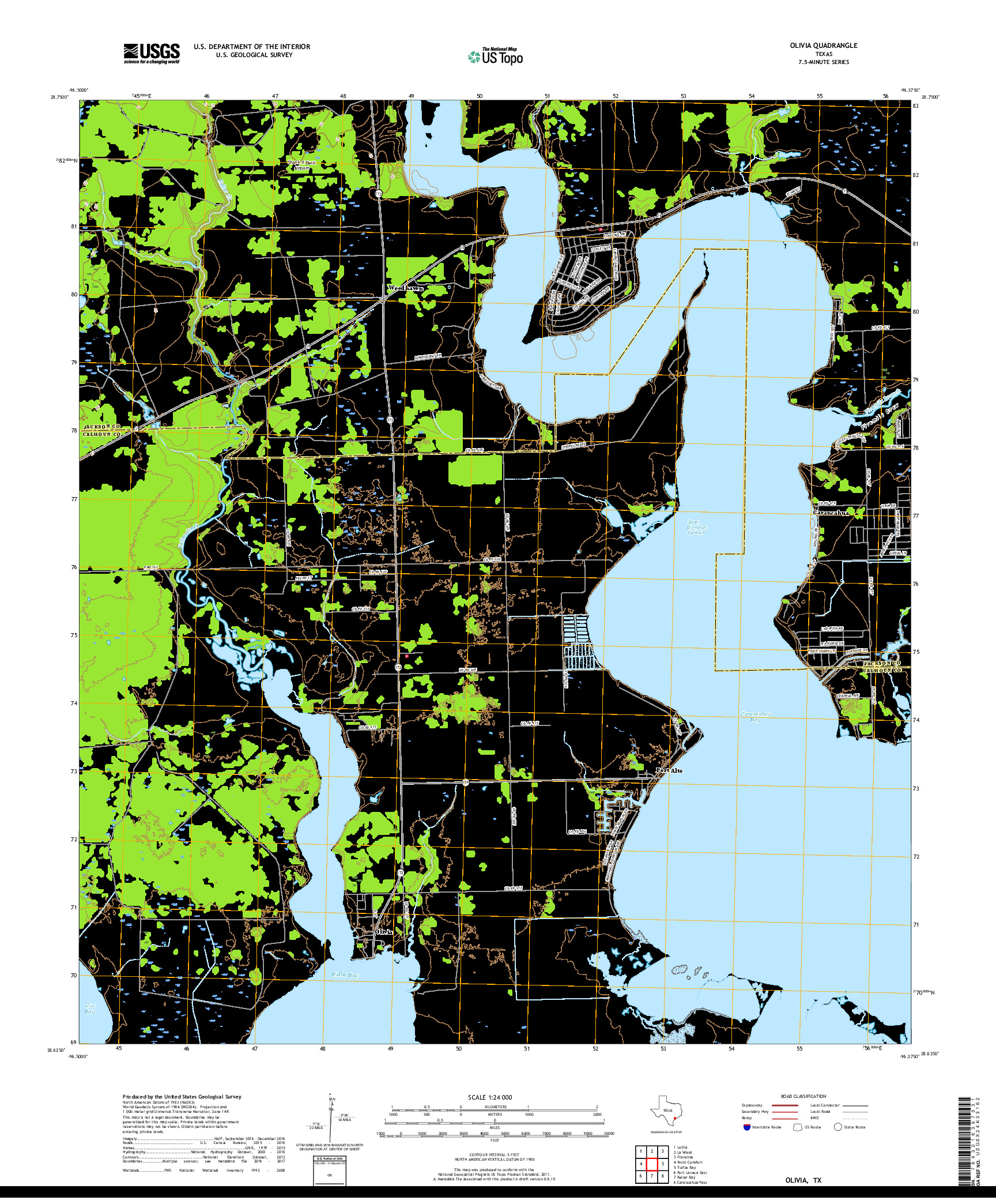 USGS US TOPO 7.5-MINUTE MAP FOR OLIVIA, TX 2019