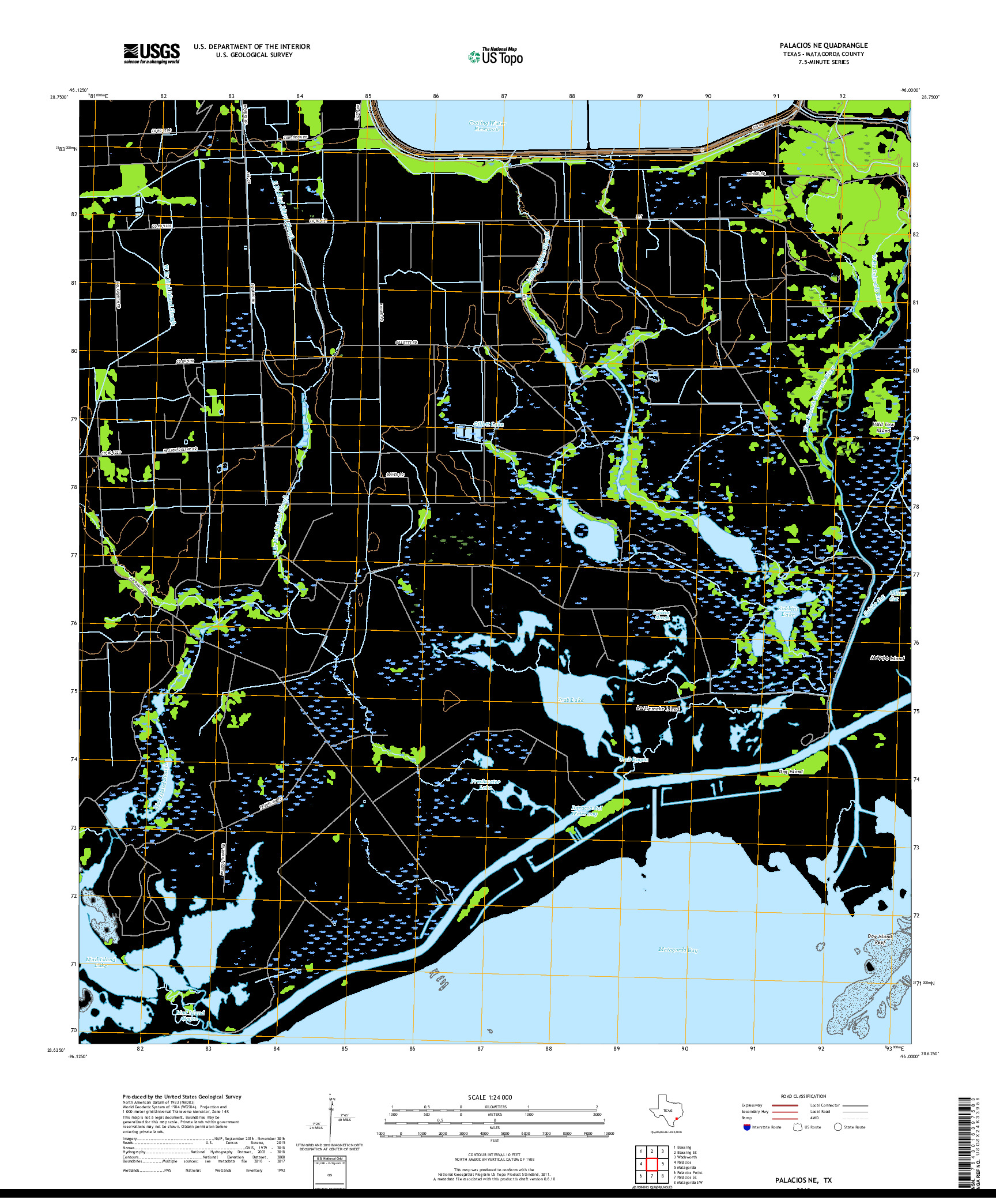 USGS US TOPO 7.5-MINUTE MAP FOR PALACIOS NE, TX 2019