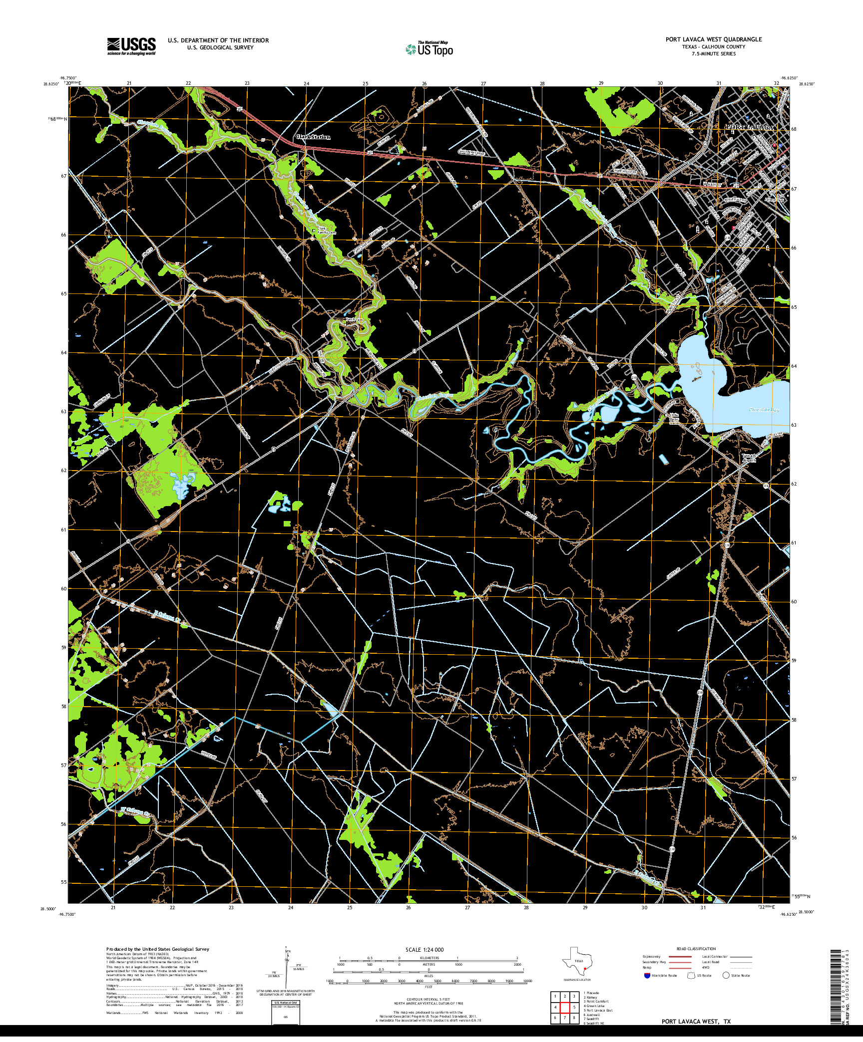 USGS US TOPO 7.5-MINUTE MAP FOR PORT LAVACA WEST, TX 2019