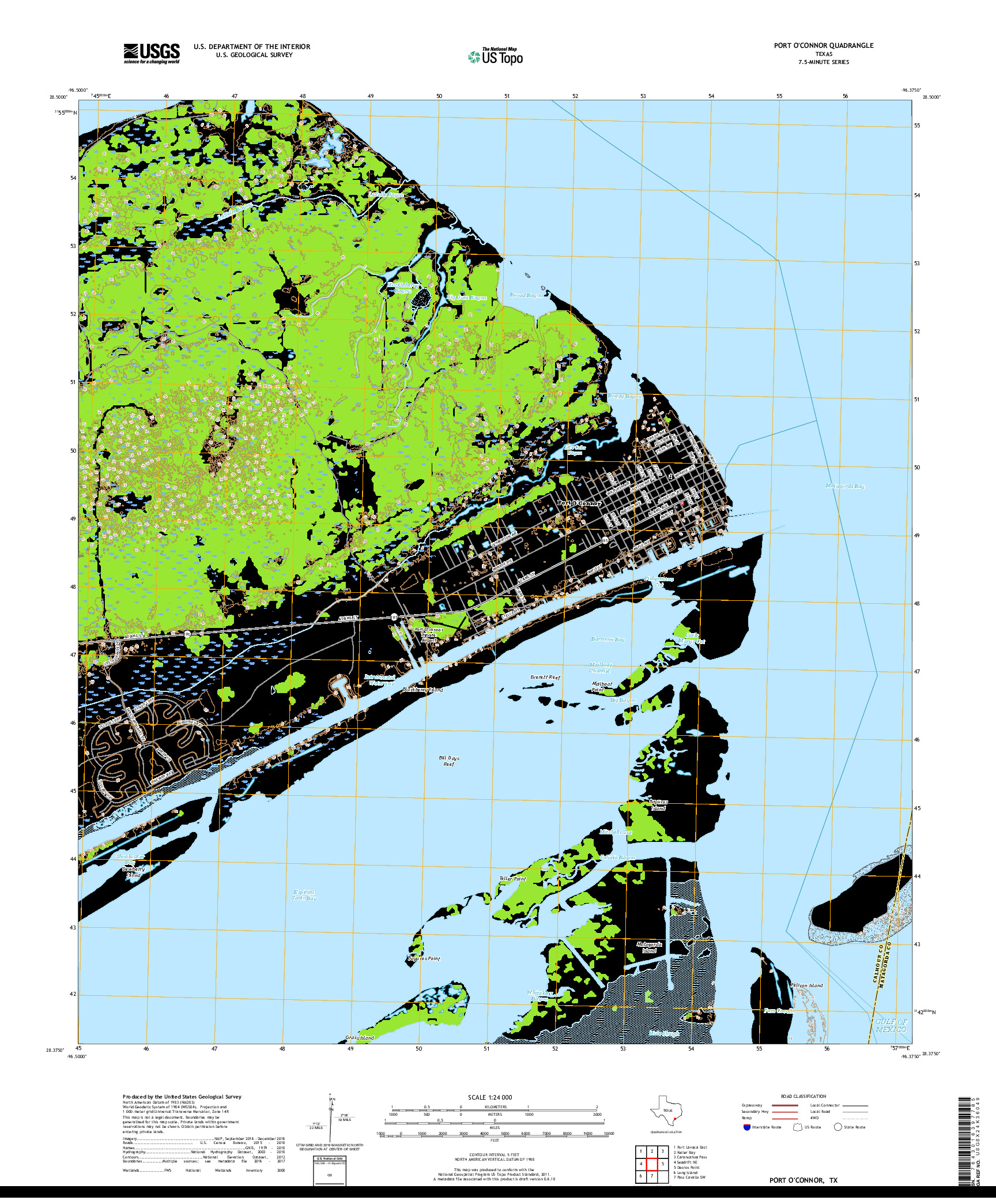 USGS US TOPO 7.5-MINUTE MAP FOR PORT O'CONNOR, TX 2019