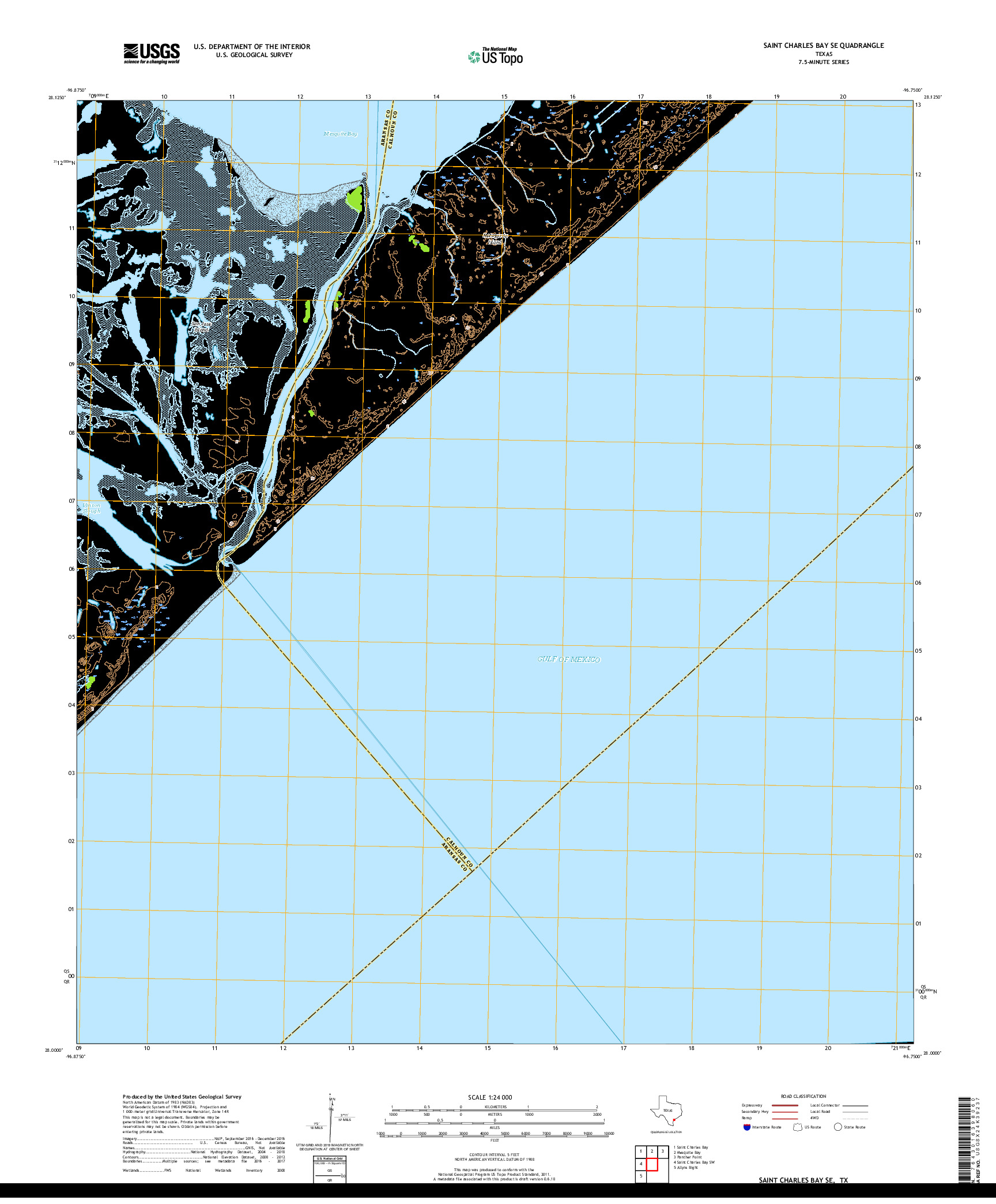 USGS US TOPO 7.5-MINUTE MAP FOR SAINT CHARLES BAY SE, TX 2019