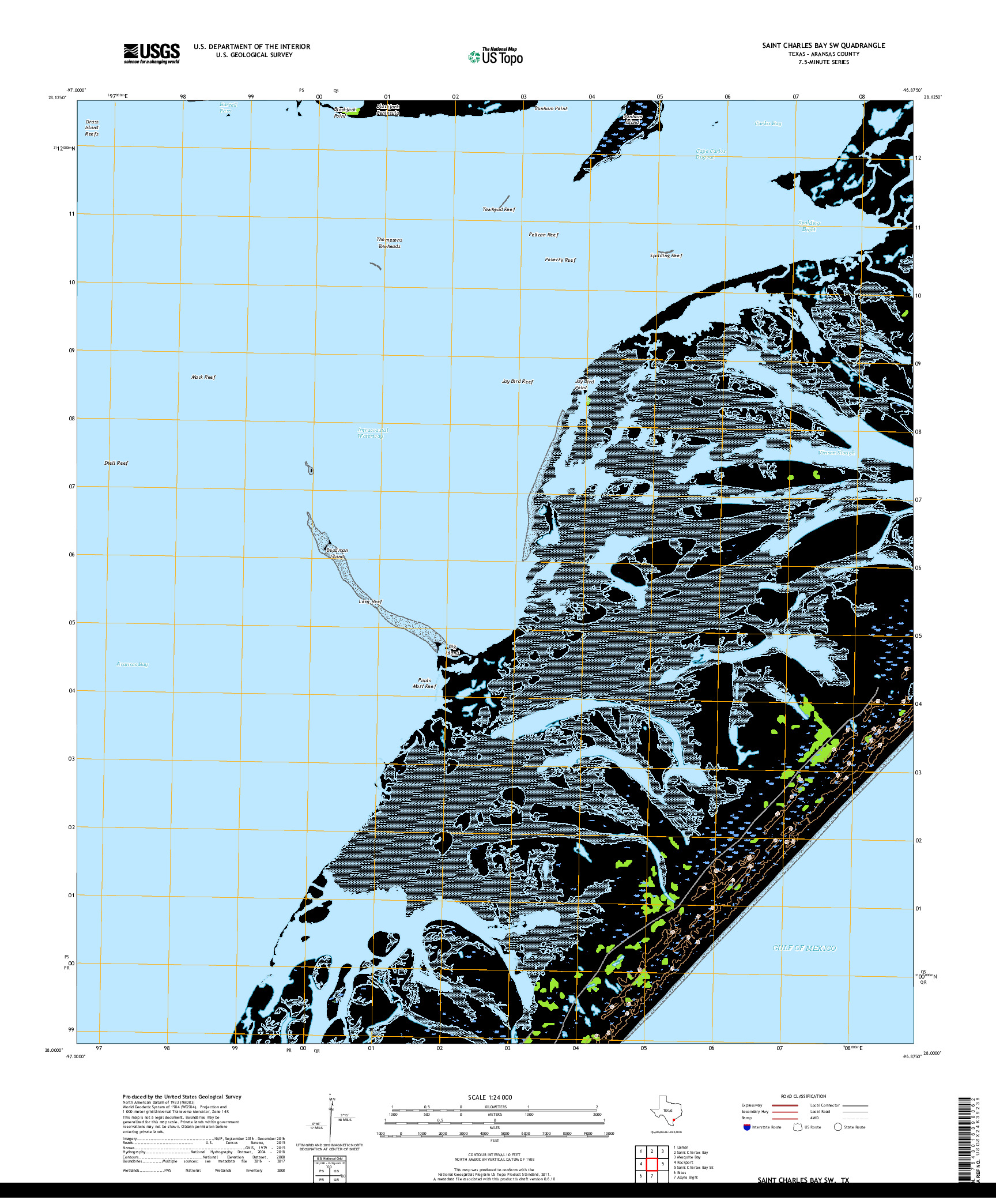 USGS US TOPO 7.5-MINUTE MAP FOR SAINT CHARLES BAY SW, TX 2019