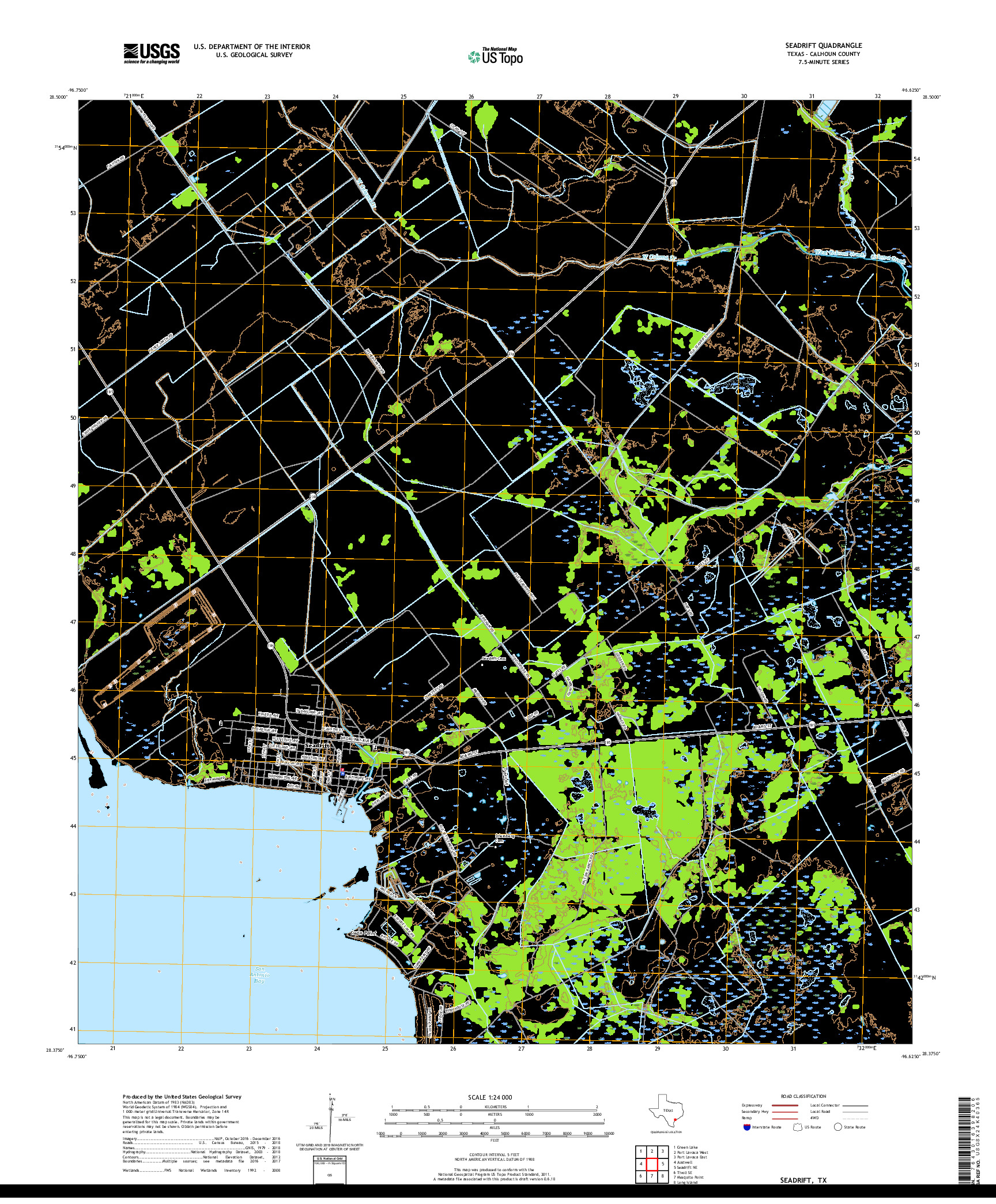 USGS US TOPO 7.5-MINUTE MAP FOR SEADRIFT, TX 2019