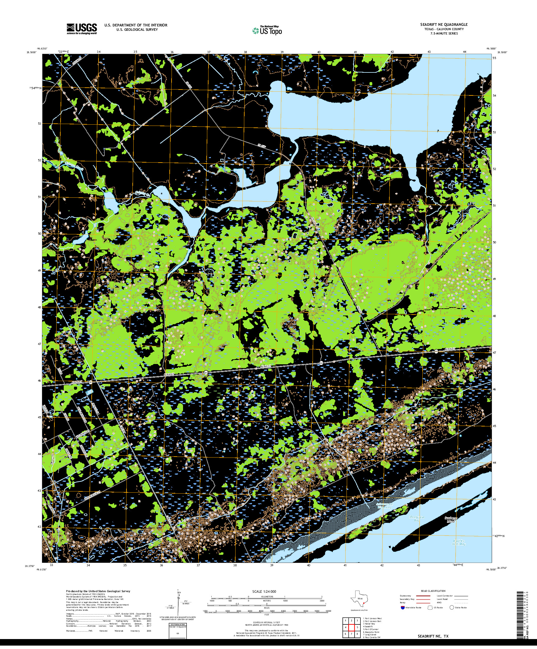 USGS US TOPO 7.5-MINUTE MAP FOR SEADRIFT NE, TX 2019