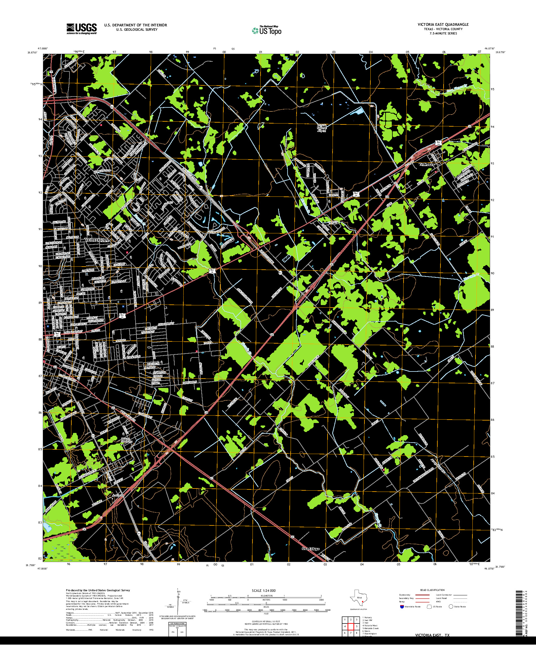 USGS US TOPO 7.5-MINUTE MAP FOR VICTORIA EAST, TX 2019