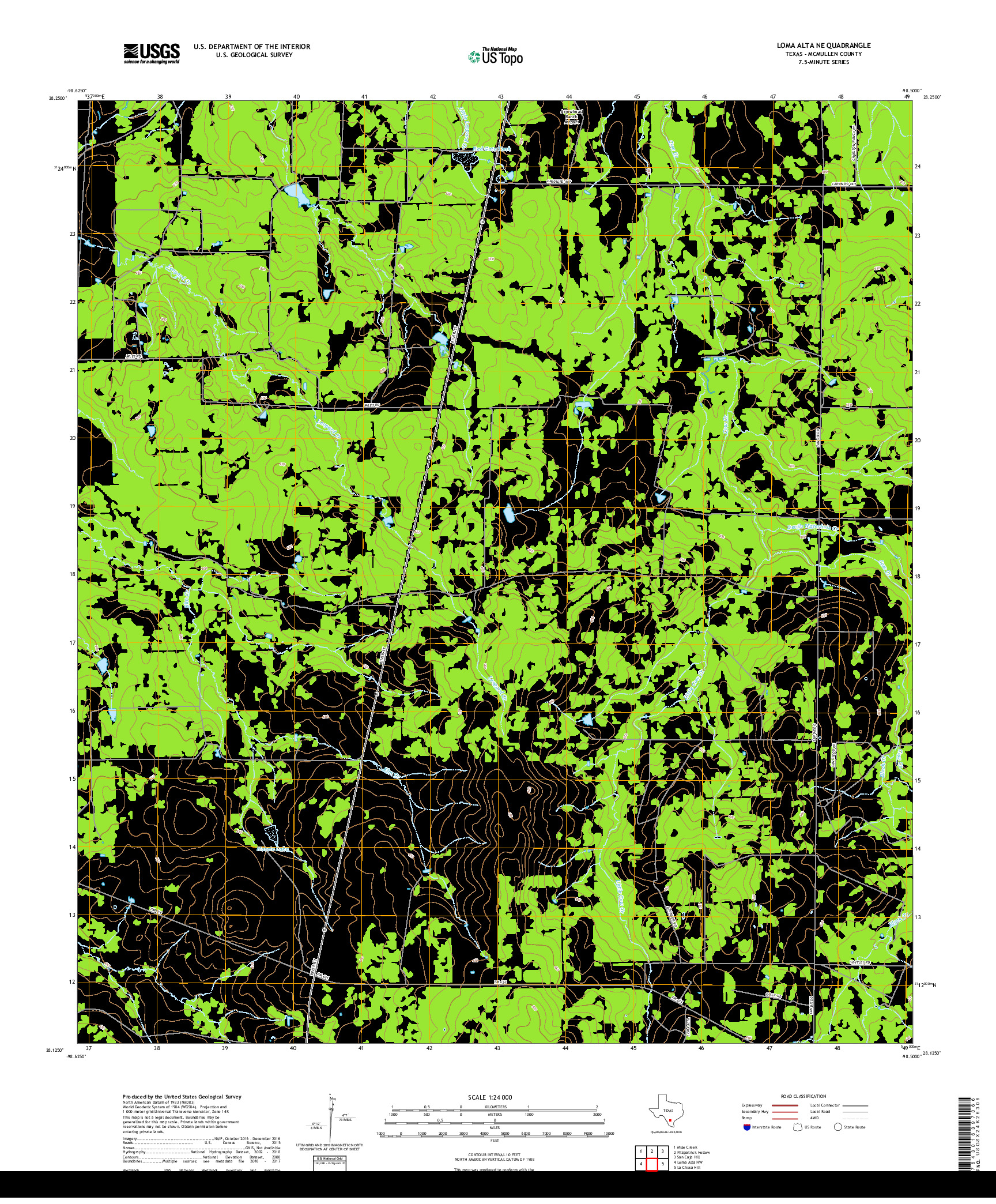 USGS US TOPO 7.5-MINUTE MAP FOR LOMA ALTA NE, TX 2019