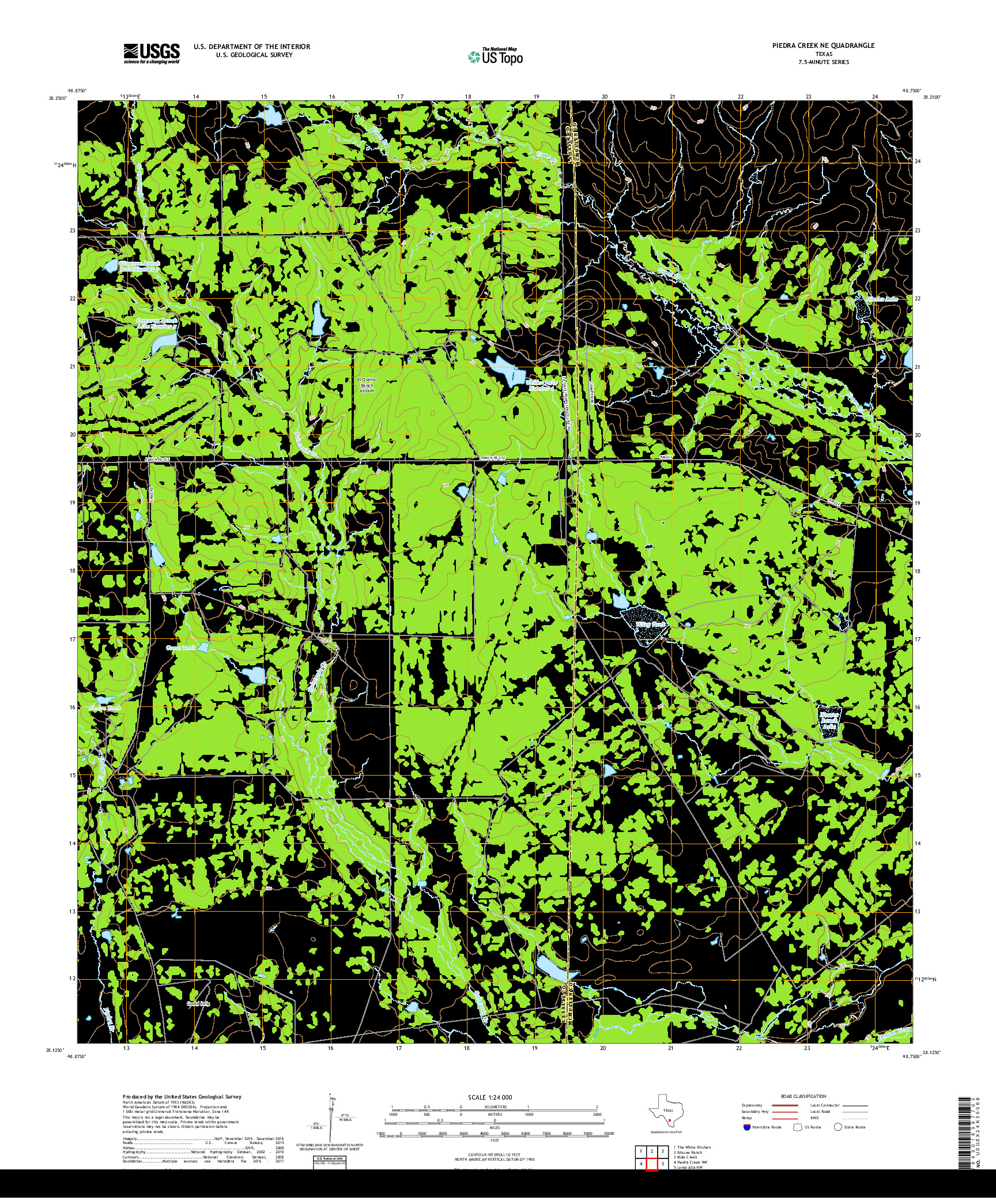 USGS US TOPO 7.5-MINUTE MAP FOR PIEDRA CREEK NE, TX 2019