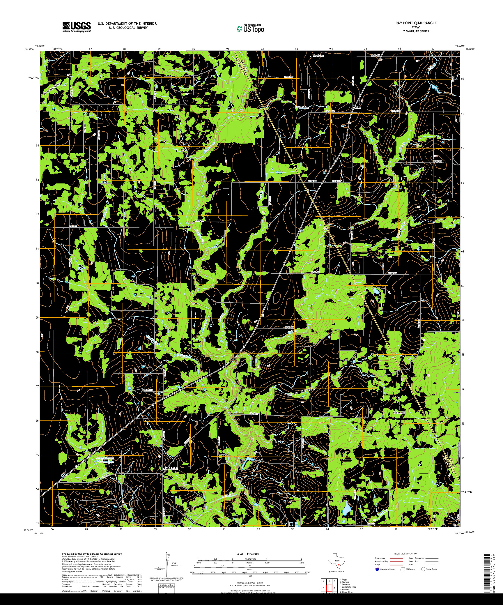 USGS US TOPO 7.5-MINUTE MAP FOR RAY POINT, TX 2019